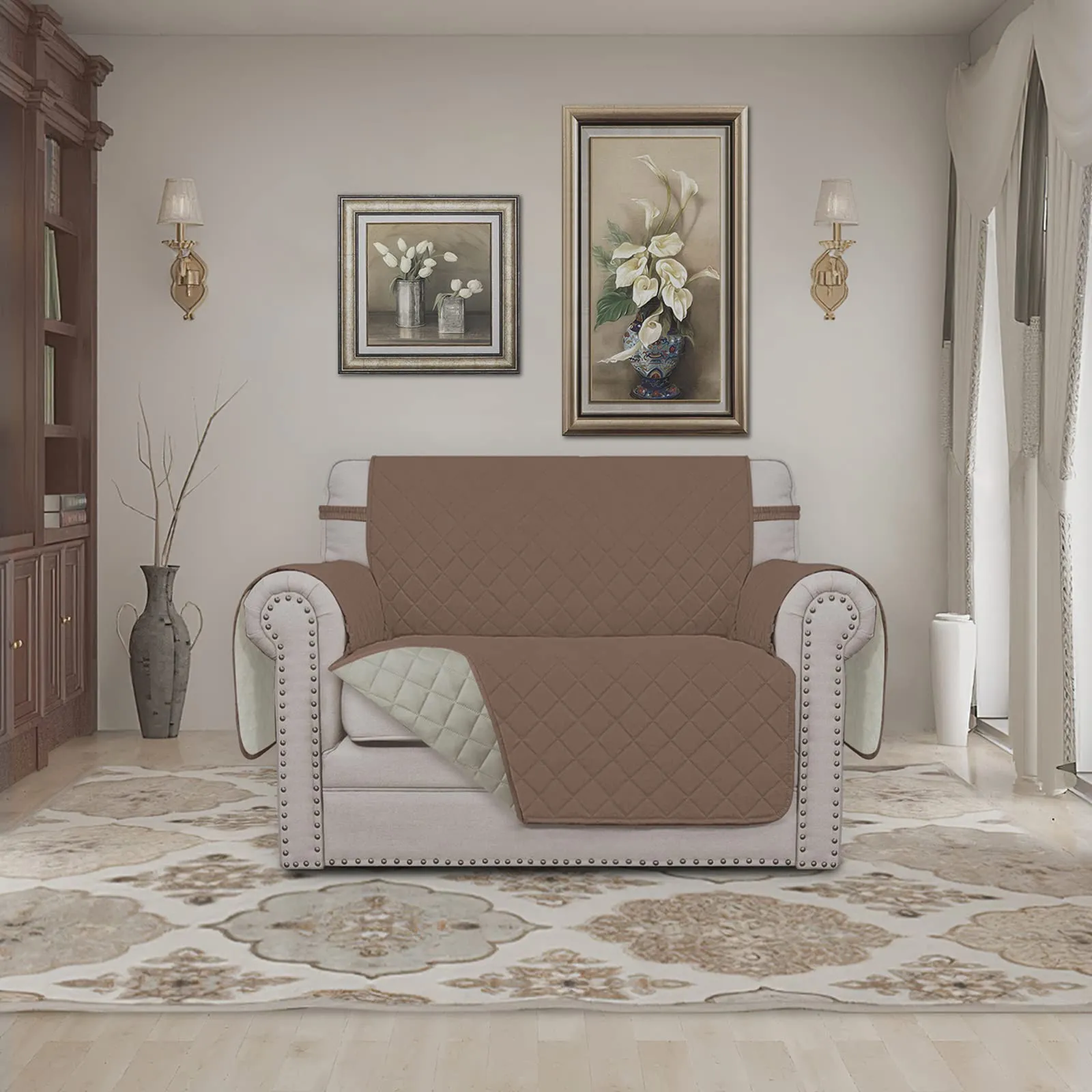Easy-Going Copridivano Oversize Reversibile e Impermeabile, Marrone/Beige - immagine 2