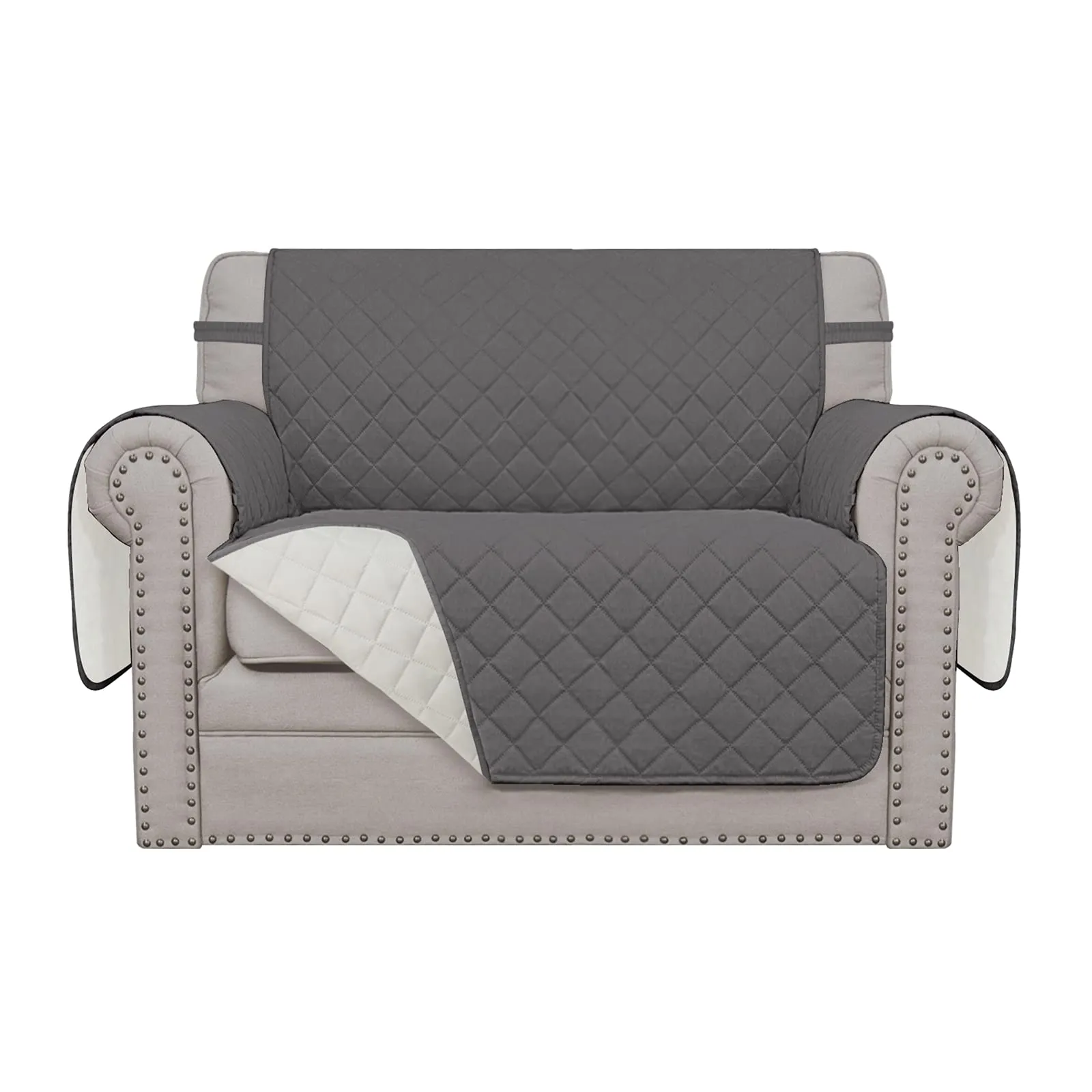 Easy-Going Copridivano Oversize Reversibile e Impermeabile, Grigio/Avorio - immagine 1