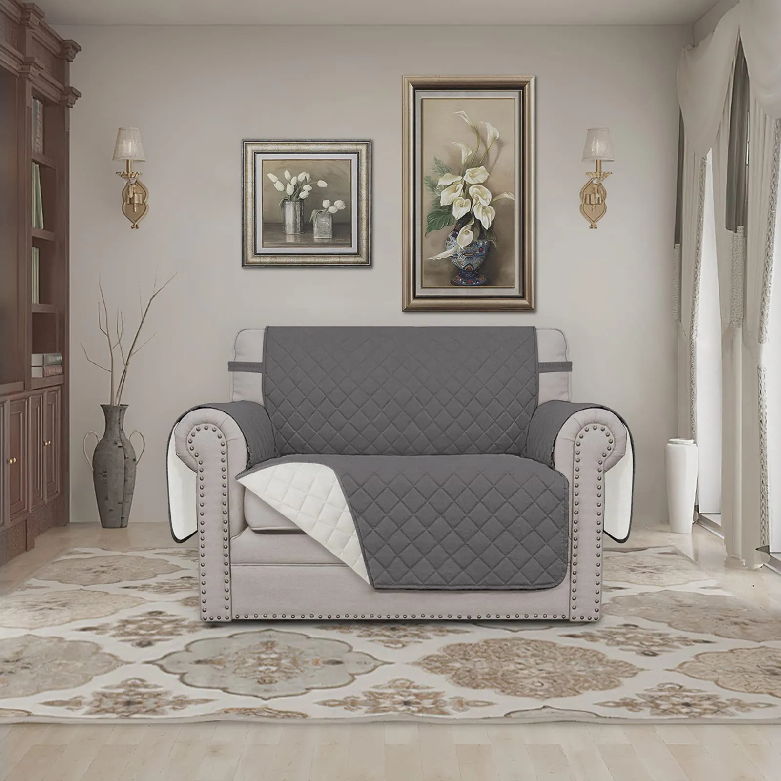Easy-Going Copridivano Oversize Reversibile e Impermeabile, Grigio/Avorio - immagine 2