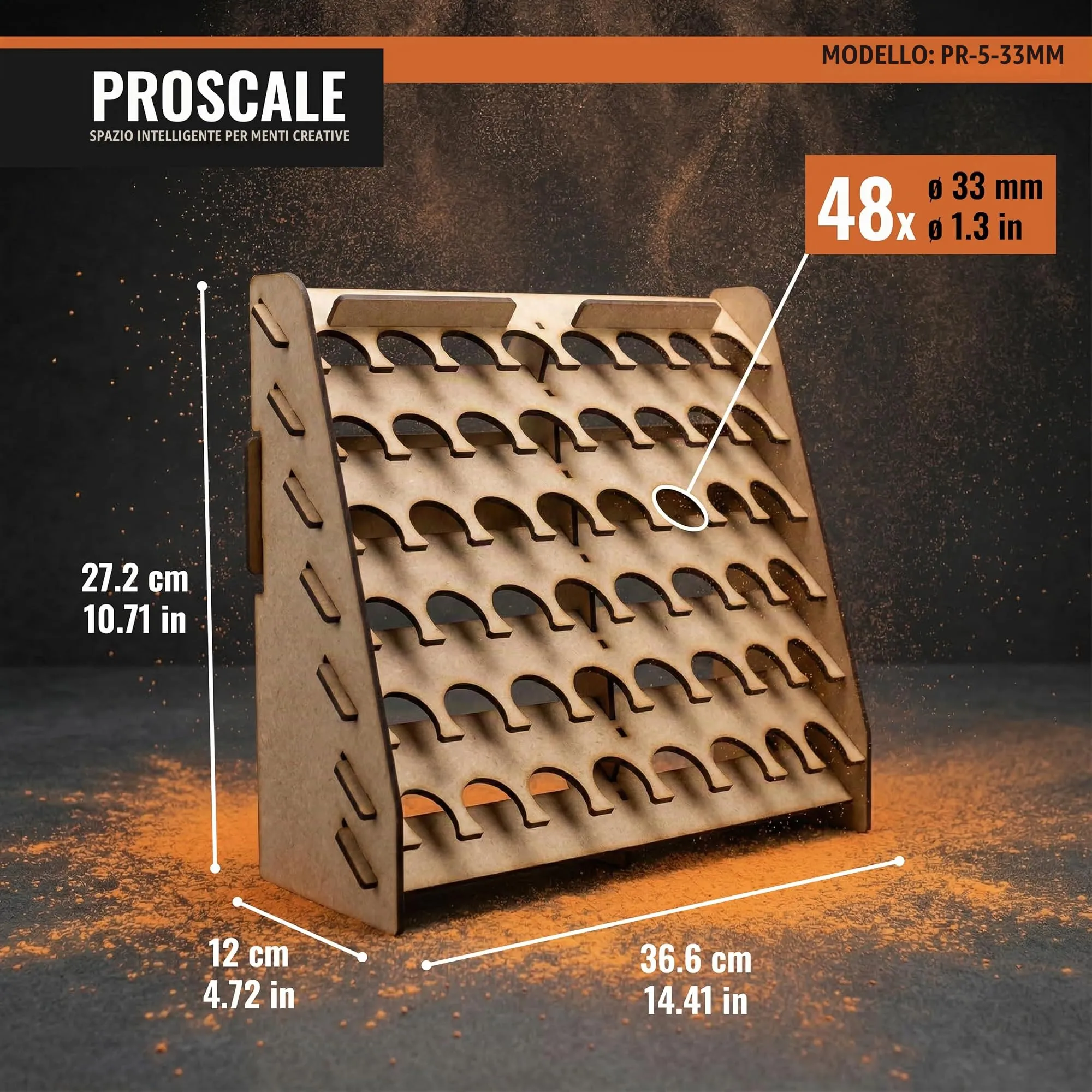 PROSCALE Porta pennelli e organizer colori da parete per modellismo, compatibile con Citadel (33 mm) - immagine 2