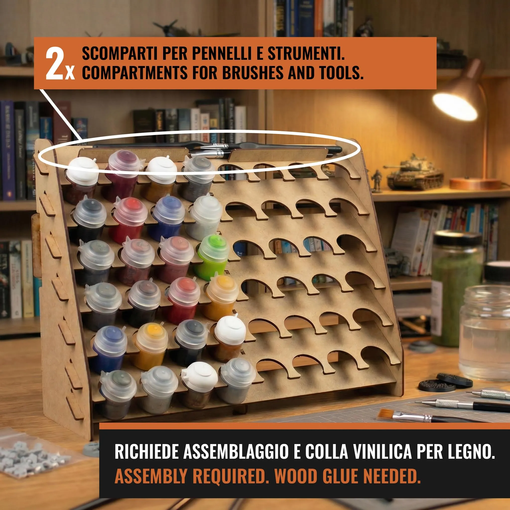 PROSCALE Porta pennelli e organizer colori da parete per modellismo, compatibile con Citadel (33 mm) - immagine 3