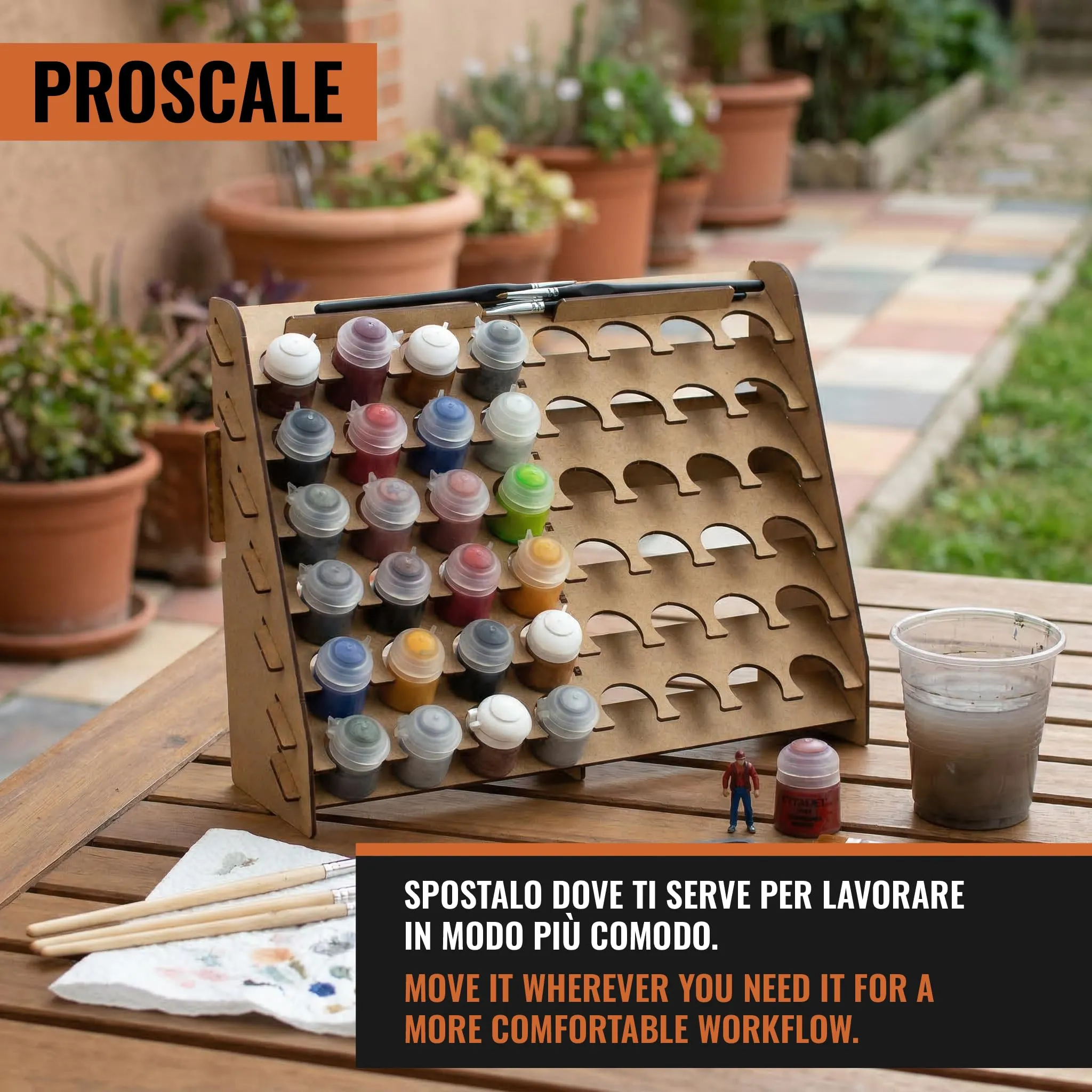 PROSCALE Porta pennelli e organizer colori da parete per modellismo, compatibile con Citadel (33 mm) - immagine 4