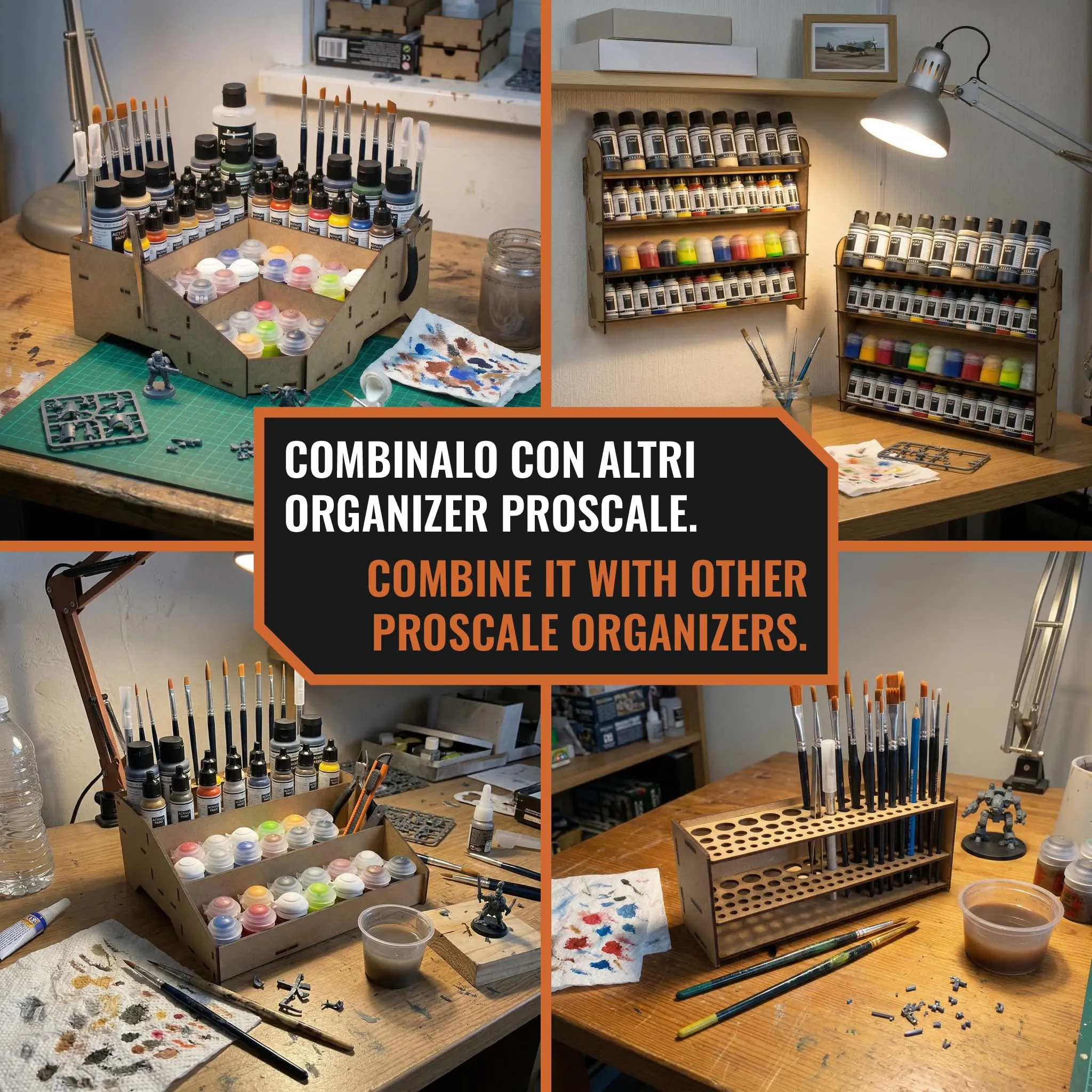 PROSCALE Porta pennelli e organizer colori da parete per modellismo, compatibile con Citadel (33 mm) - immagine 8