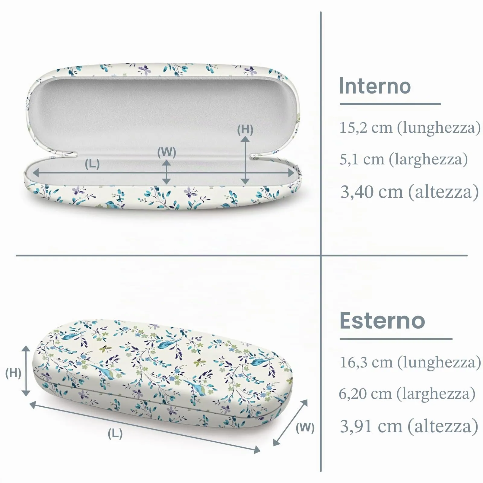 FINTIE Custodia Rigida per Occhiali da Vista, Pelle Sintetica, Blu Pettirossi, Taglia S - immagine 7