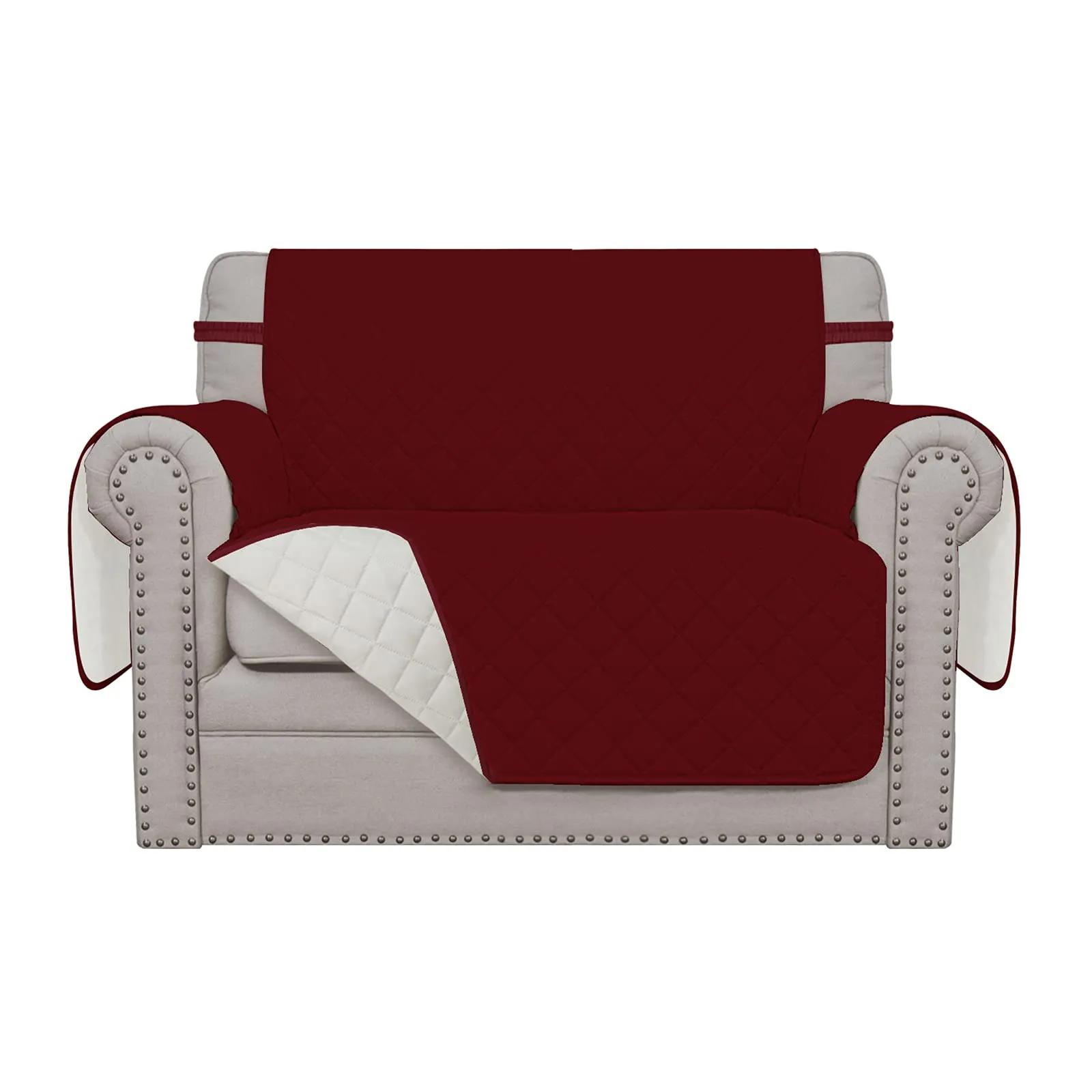 Easy-Going Copridivano Oversize Reversibile e Impermeabile per Sedia, Rosso Natale/Avorio - immagine 1