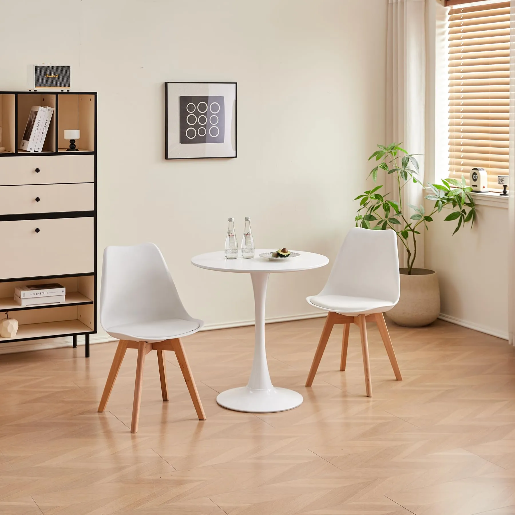 GrandCA HOME Set di 2 Sedie Imbottite con Gambe in Legno di Faggio, Bianco - immagine 3