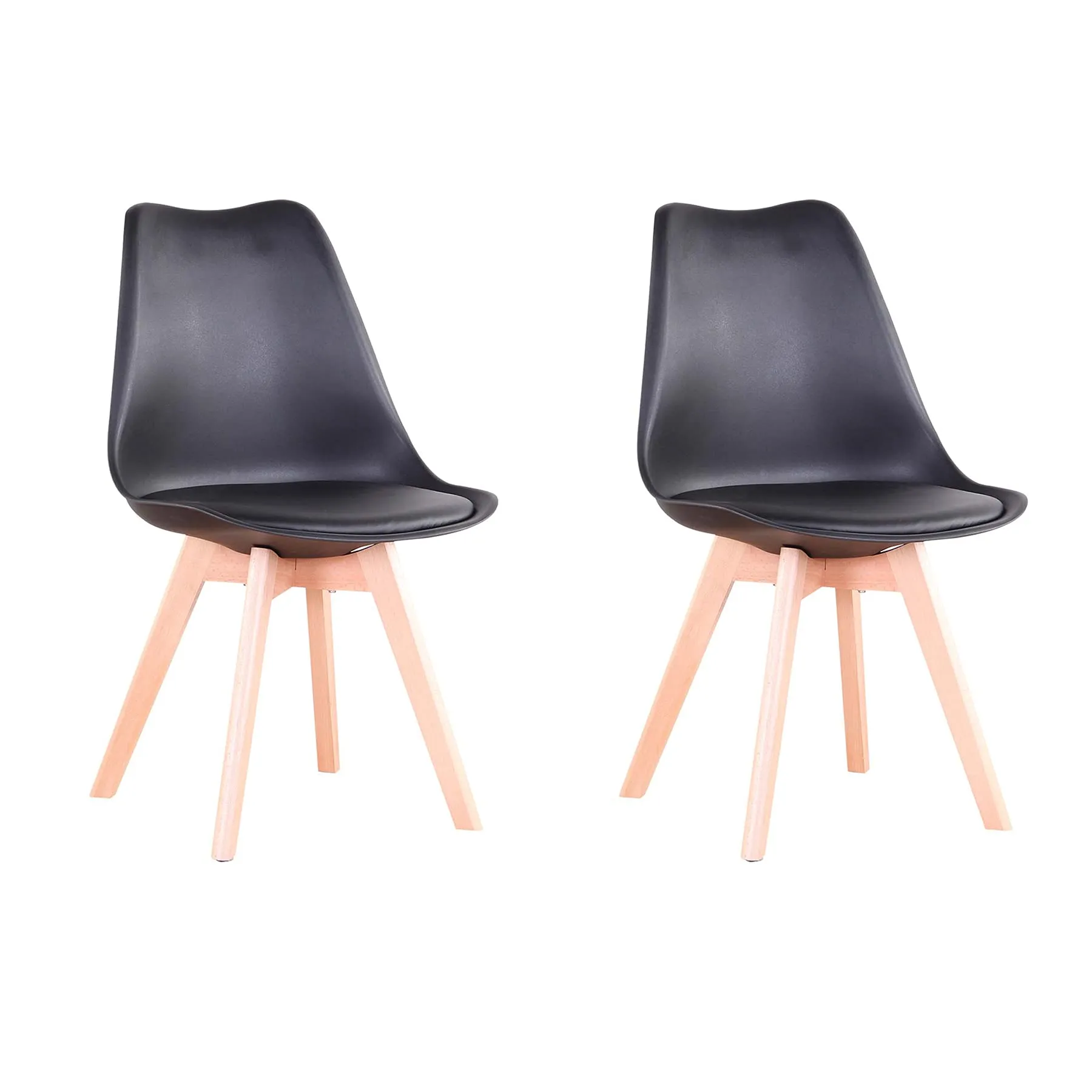GrandCA HOME Set di 2 Sedie Imbottite con Gambe in Legno di Faggio, Nero - immagine 1