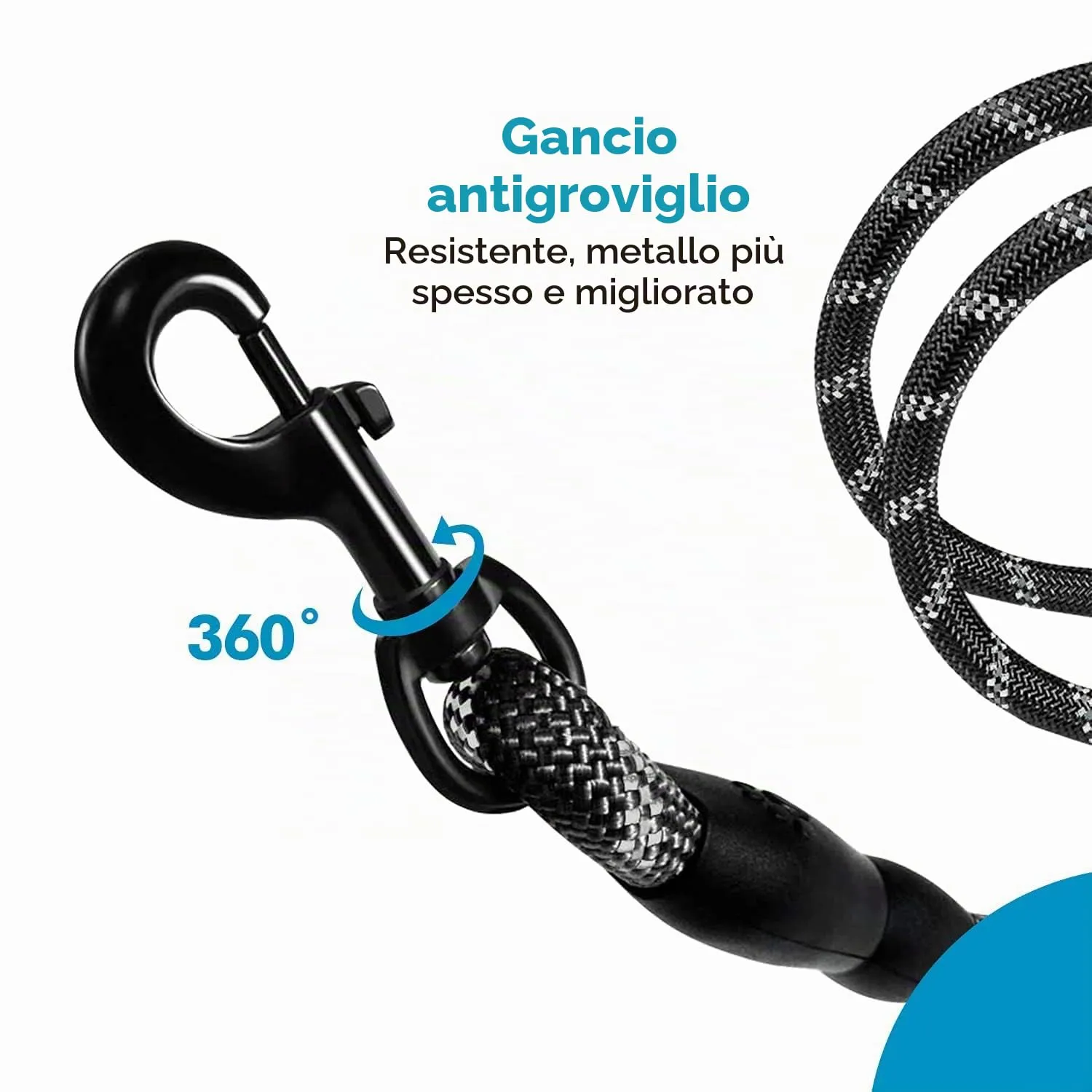 Edipets Guinzaglio per Cani Riflettente con Impugnatura Imbottita, 1.5 m, Nero - immagine 4