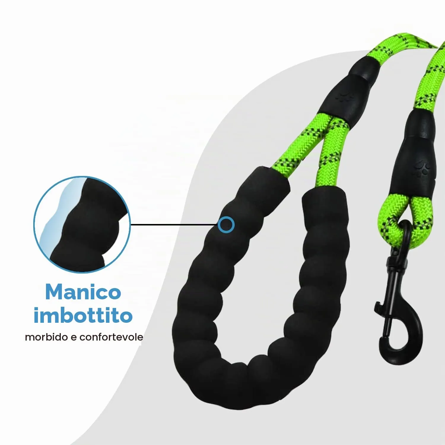 Edipets Guinzaglio per Cani Riflettente con Impugnatura Imbottita, 2.2 m, Verde - immagine 3