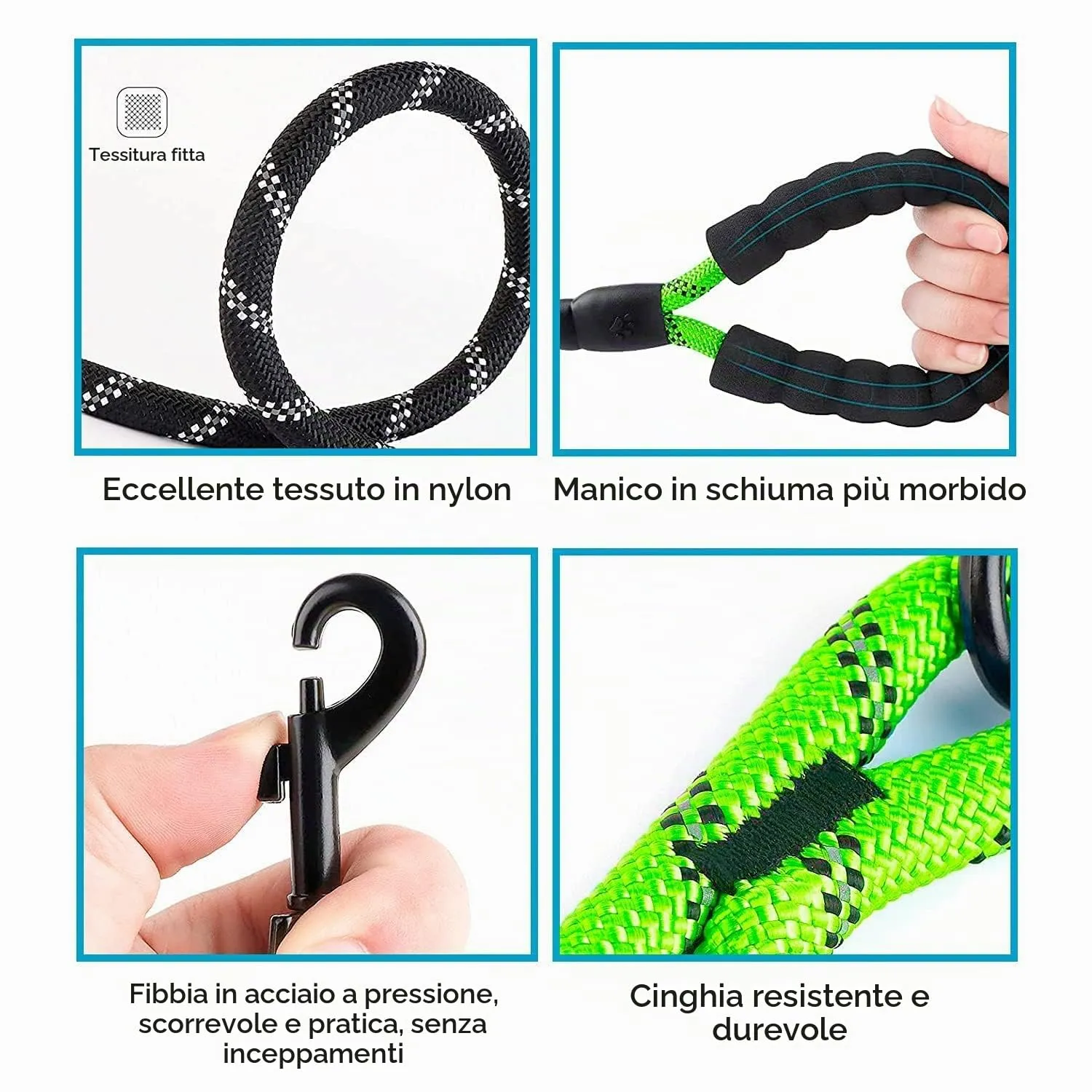 Edipets Guinzaglio per Cani Riflettente con Impugnatura Imbottita, 2.2 m, Verde - immagine 5