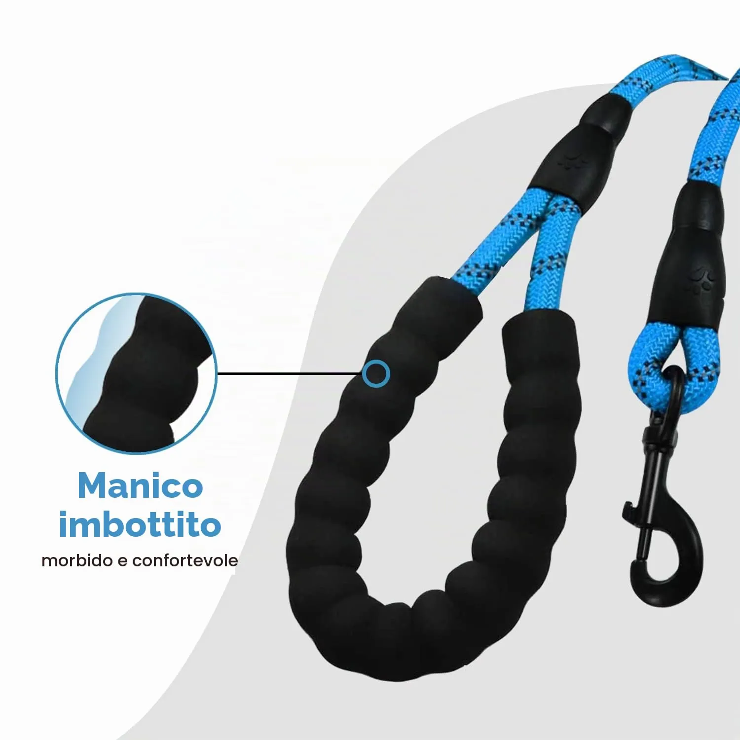 Edipets Guinzaglio per Cani Riflettente con Impugnatura Imbottita, 1.2 m, Blu - immagine 3