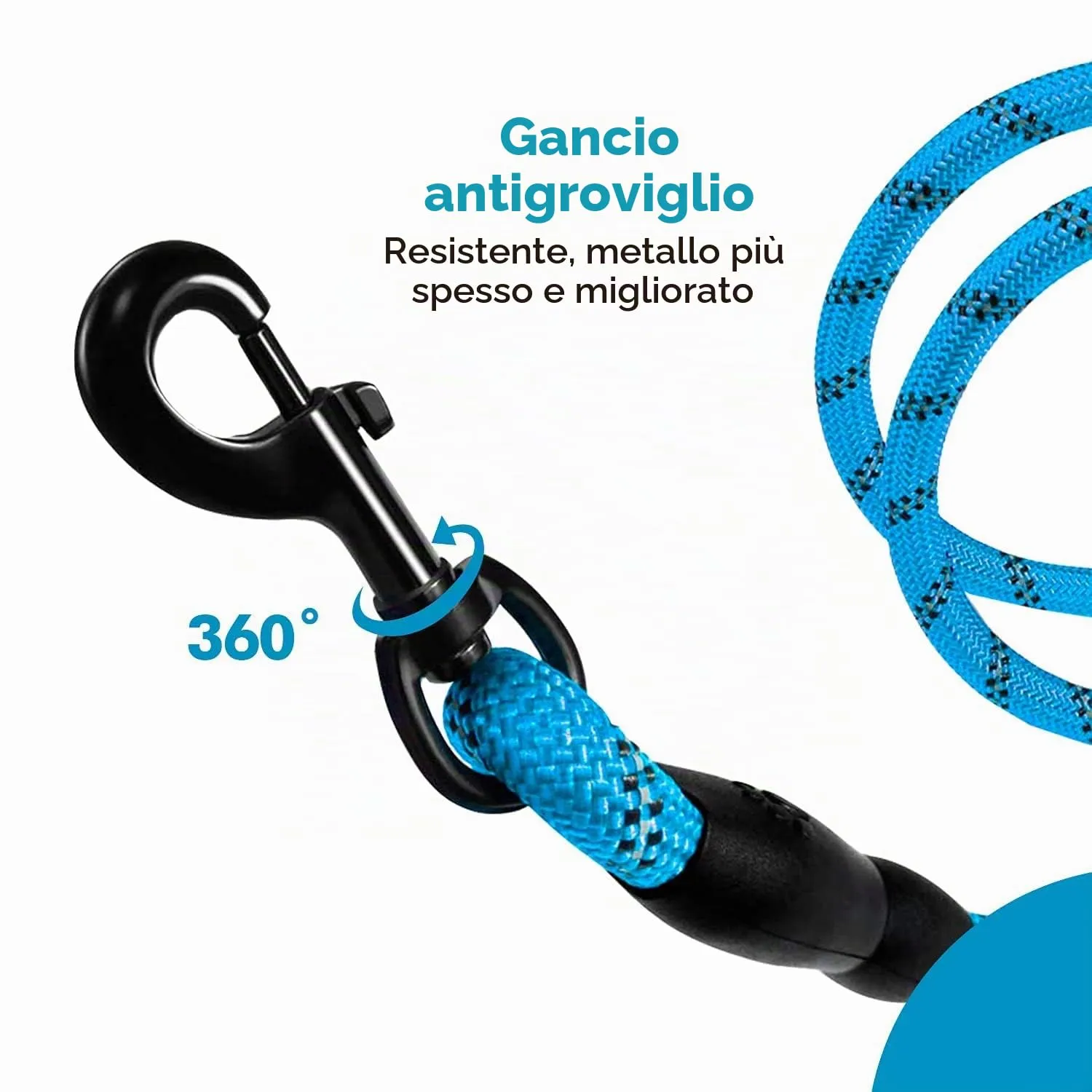 Edipets Guinzaglio per Cani Riflettente con Impugnatura Imbottita, 1.2 m, Blu - immagine 4