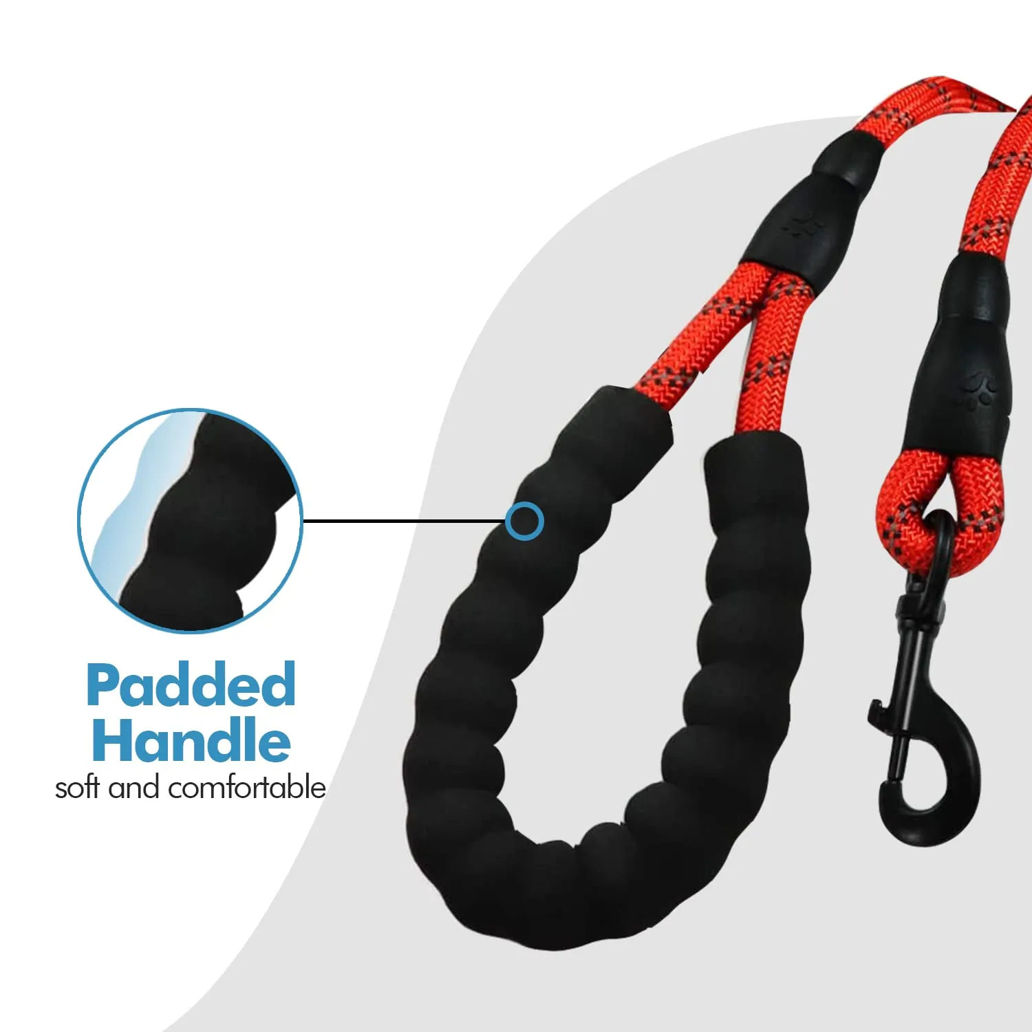 Edipets Guinzaglio per Cani Riflettente con Impugnatura Imbottita, 2.2 m, Rosso - immagine 3