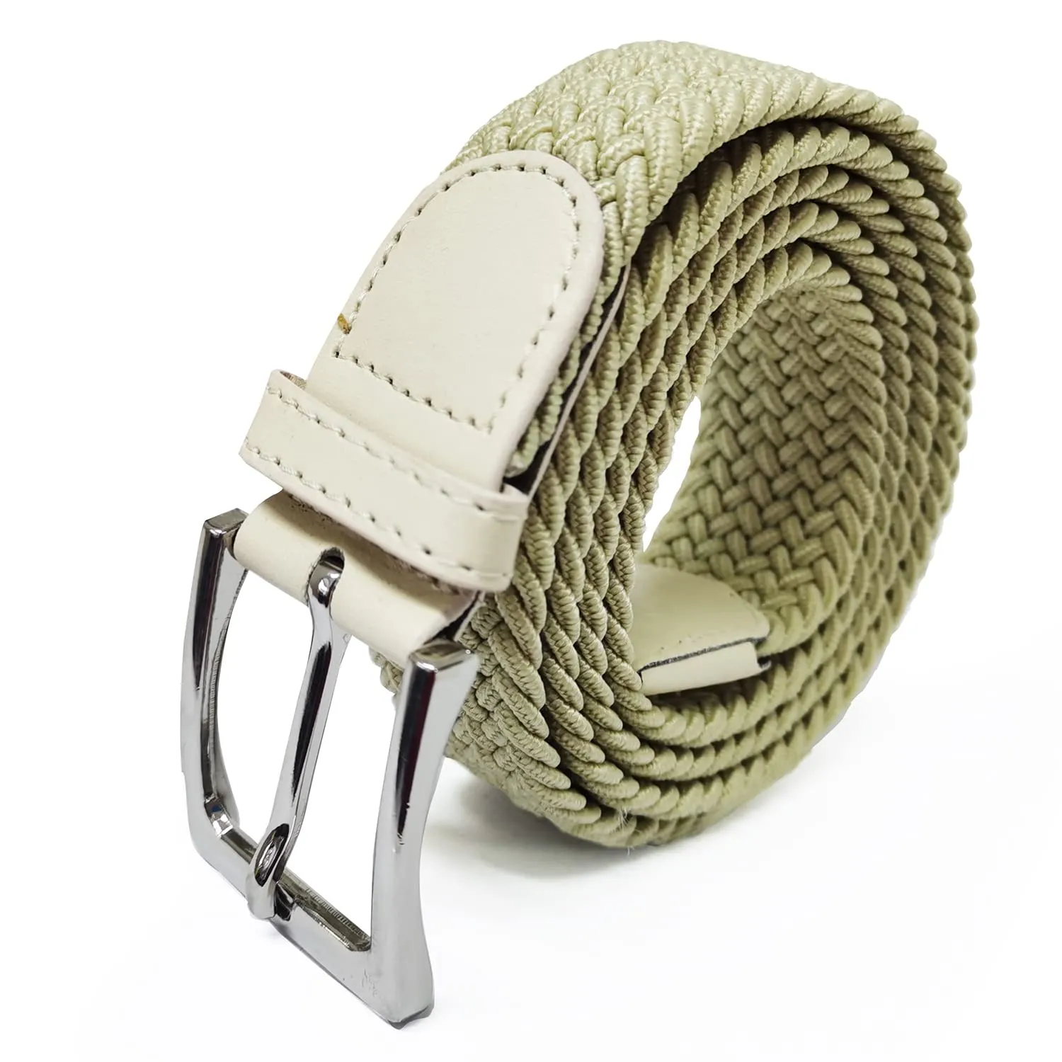 GLAMEXX24 Cintura Elastica Unisex in Tessuto Intrecciato Regolabile, Beige, 95cm - immagine 1