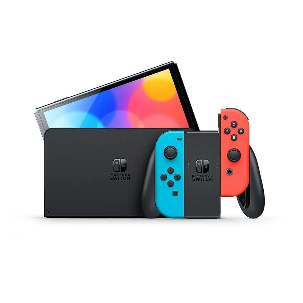 Nintendo Switch OLED Model - Neon Blue/Neon Red - 7" Screen - 64GB - immagine 2