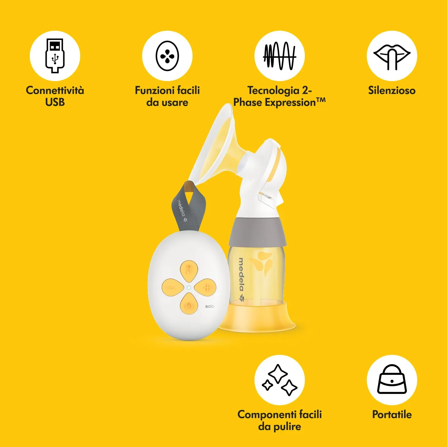 Medela Solo Tiralatte Elettrico Singolo con Coppa PersonalFit Flex e Tecnologia 2-Phase Expression - immagine 3