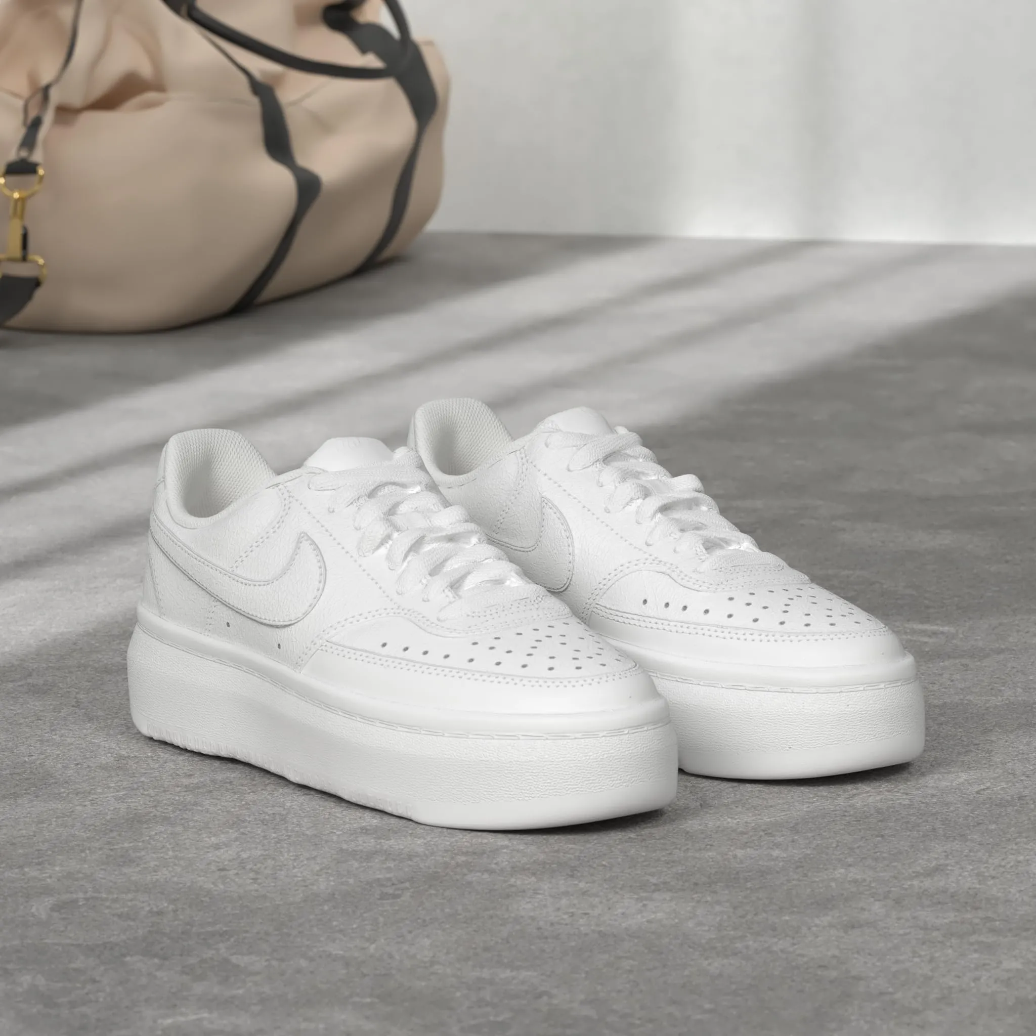 Nike Women's Court Vision Alta Shoes - White/White/White - 7 - immagine 2
