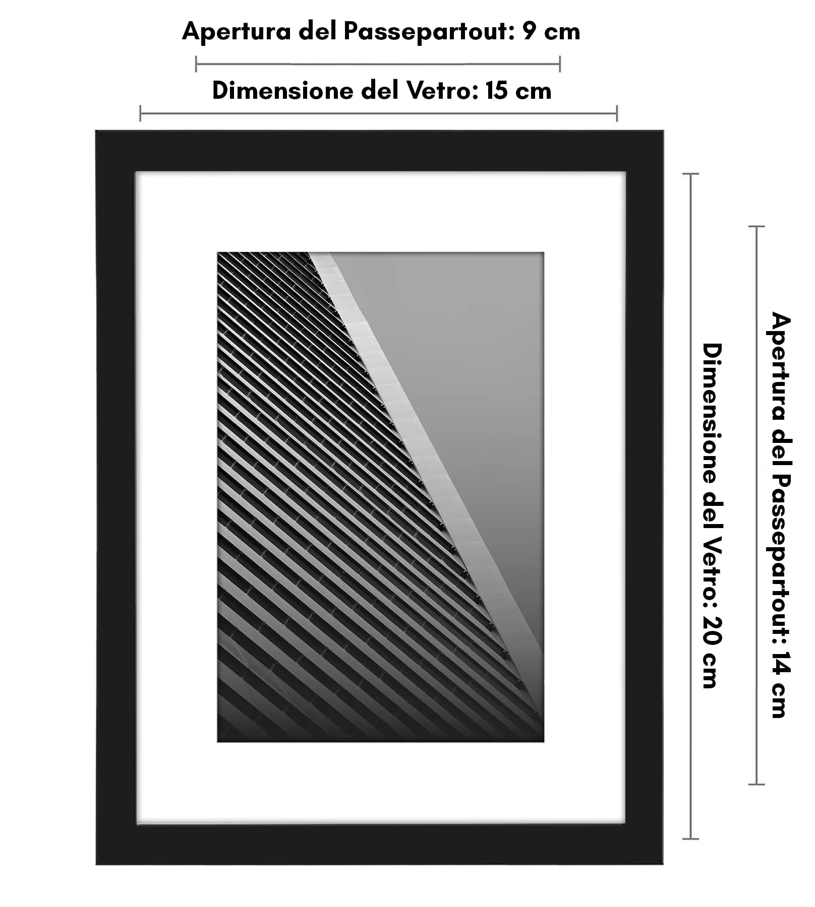 Americanflat Cornice 15x20 cm Nera con Passepartout 10x15 cm o Senza Passepartout 20x15 cm in PVC e Vetro - immagine 2