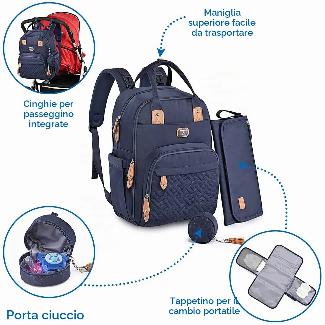 Dikaslon Zaino Fasciatoio Multifunzione, Blu Navy - immagine 2