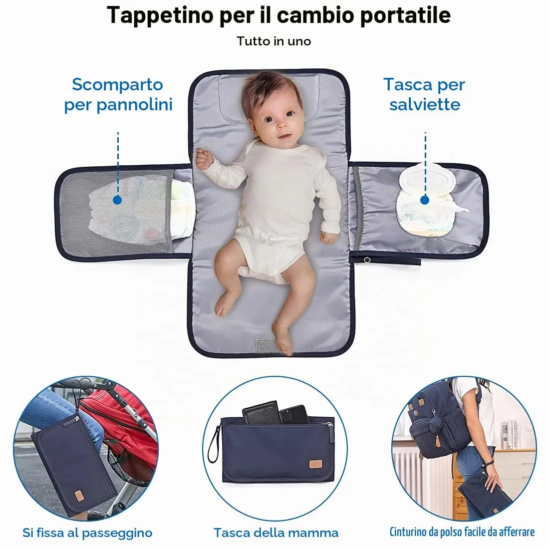 Dikaslon Zaino Fasciatoio Multifunzione, Blu Navy - immagine 5