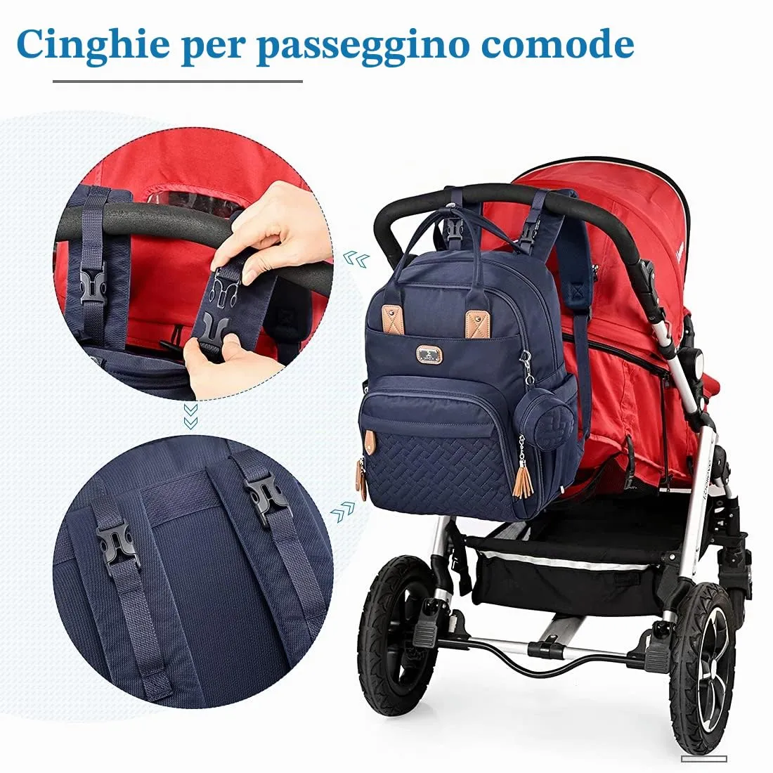 Dikaslon Zaino Fasciatoio Multifunzione, Blu Navy - immagine 8