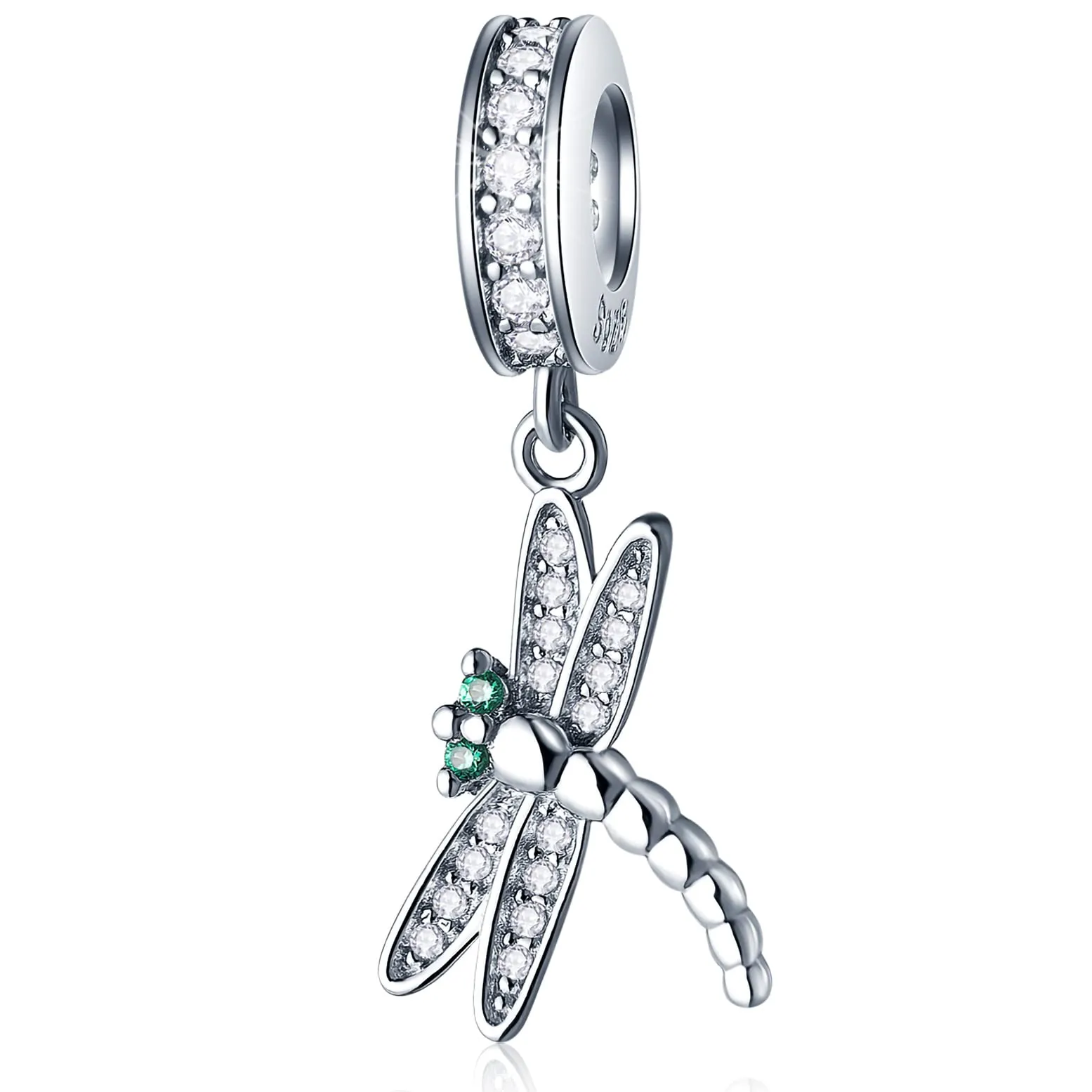 GLOWDAS Ciondolo Libellula in Argento Sterling 925 e Zirconi Cubici, Compatibile con Pandora - immagine 1