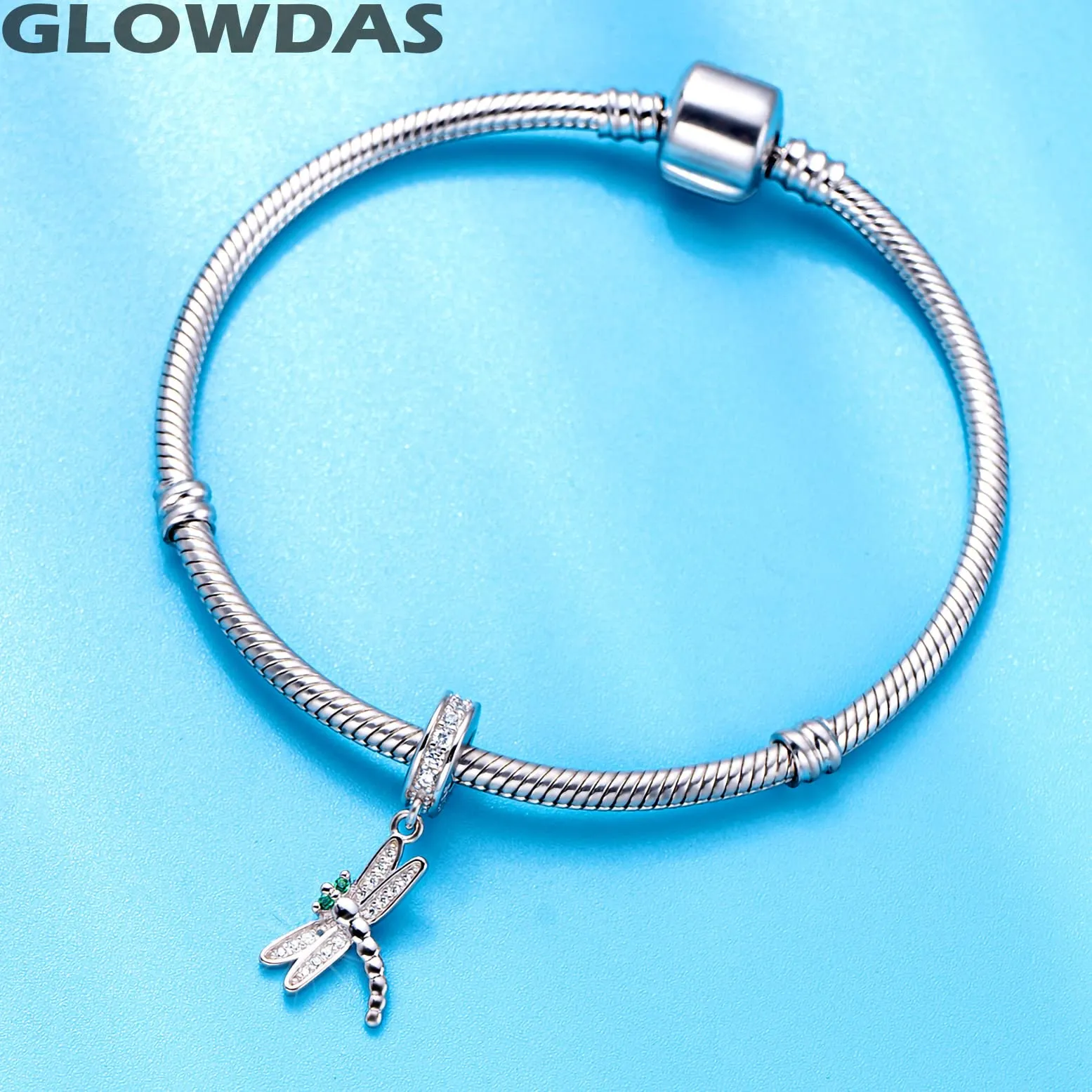 GLOWDAS Ciondolo Libellula in Argento Sterling 925 e Zirconi Cubici, Compatibile con Pandora - immagine 4