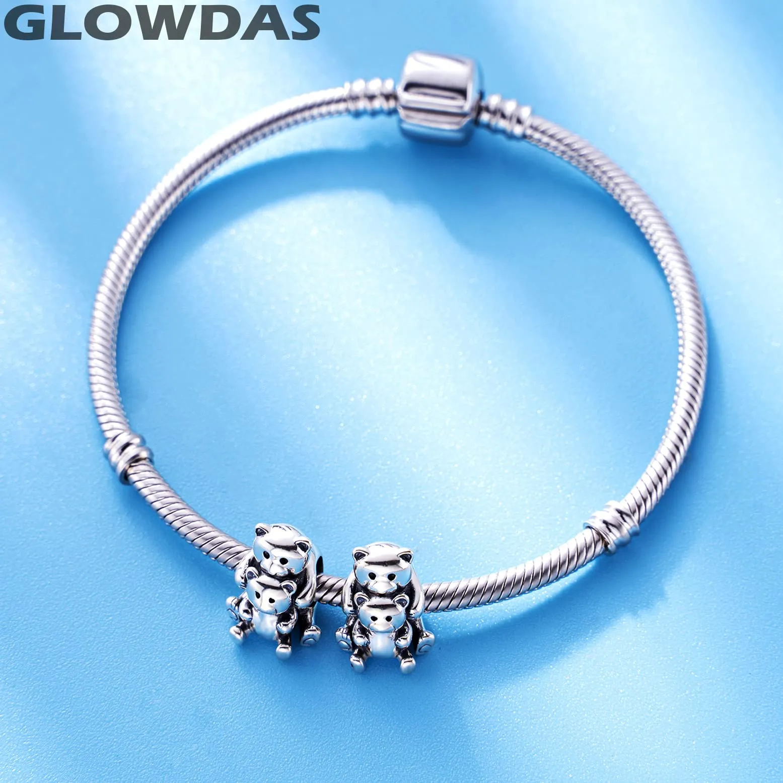 GLOWDAS Orsacchiotto Mamma e Bambino Charm in Argento Sterling 925 per Bracciale Pandora - immagine 5