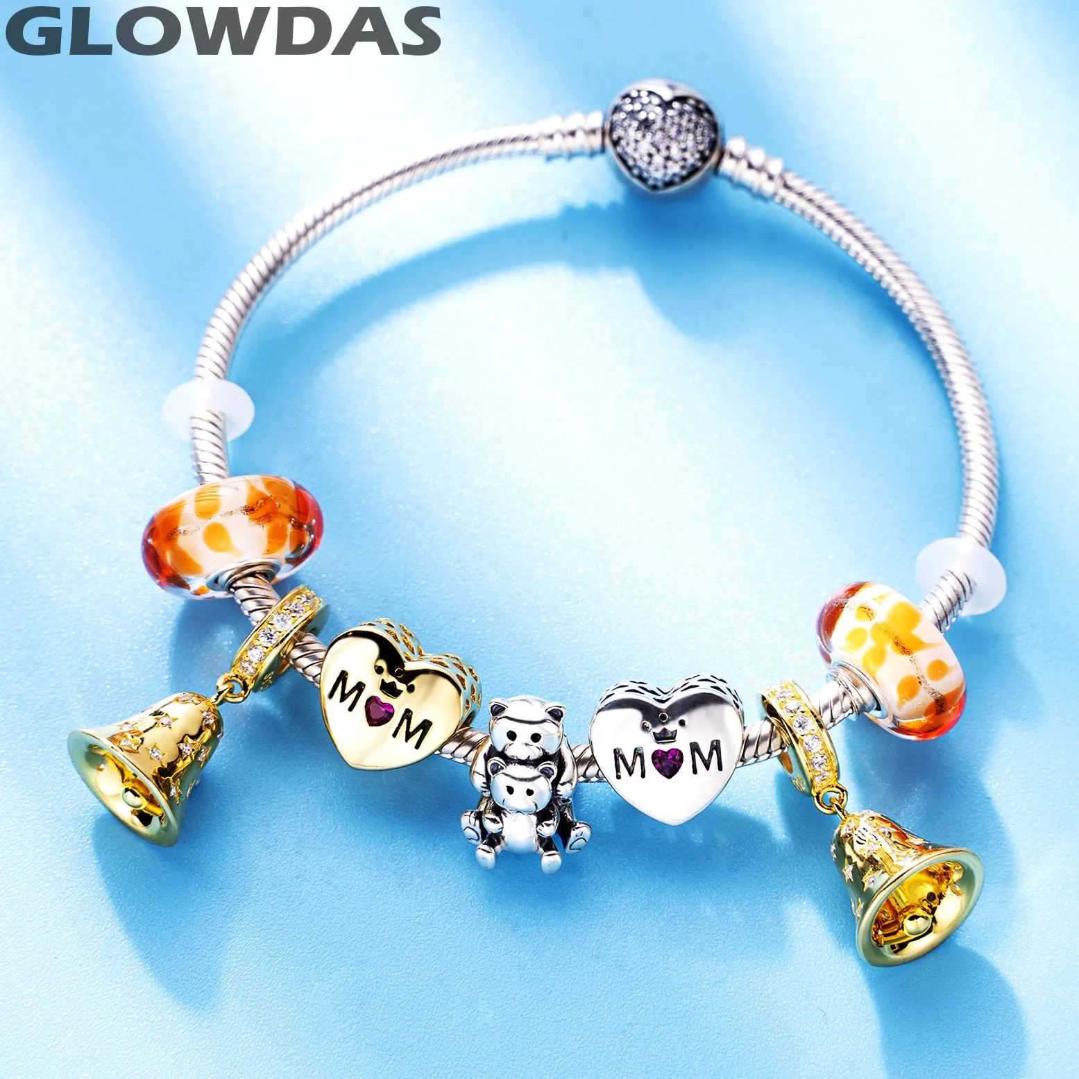 GLOWDAS Orsacchiotto Mamma e Bambino Charm in Argento Sterling 925 per Bracciale Pandora - immagine 7