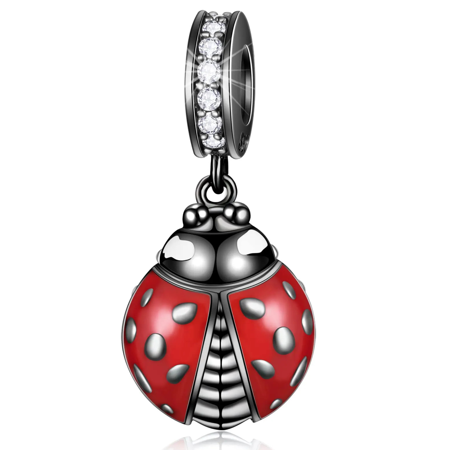 GLOWDAS Coccinella Charm in Argento Sterling 925 e Smalto Rosso per Bracciale e Collana compatibile con Pandora - immagine 1