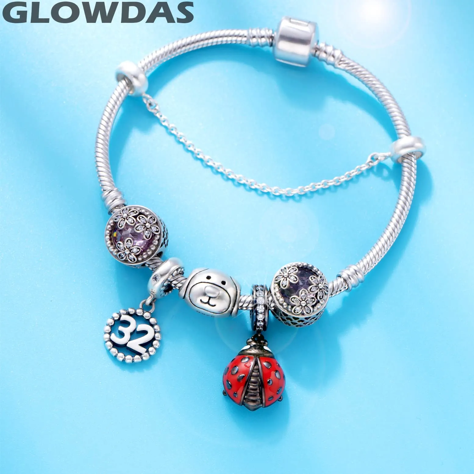 GLOWDAS Coccinella Charm in Argento Sterling 925 e Smalto Rosso per Bracciale e Collana compatibile con Pandora - immagine 4