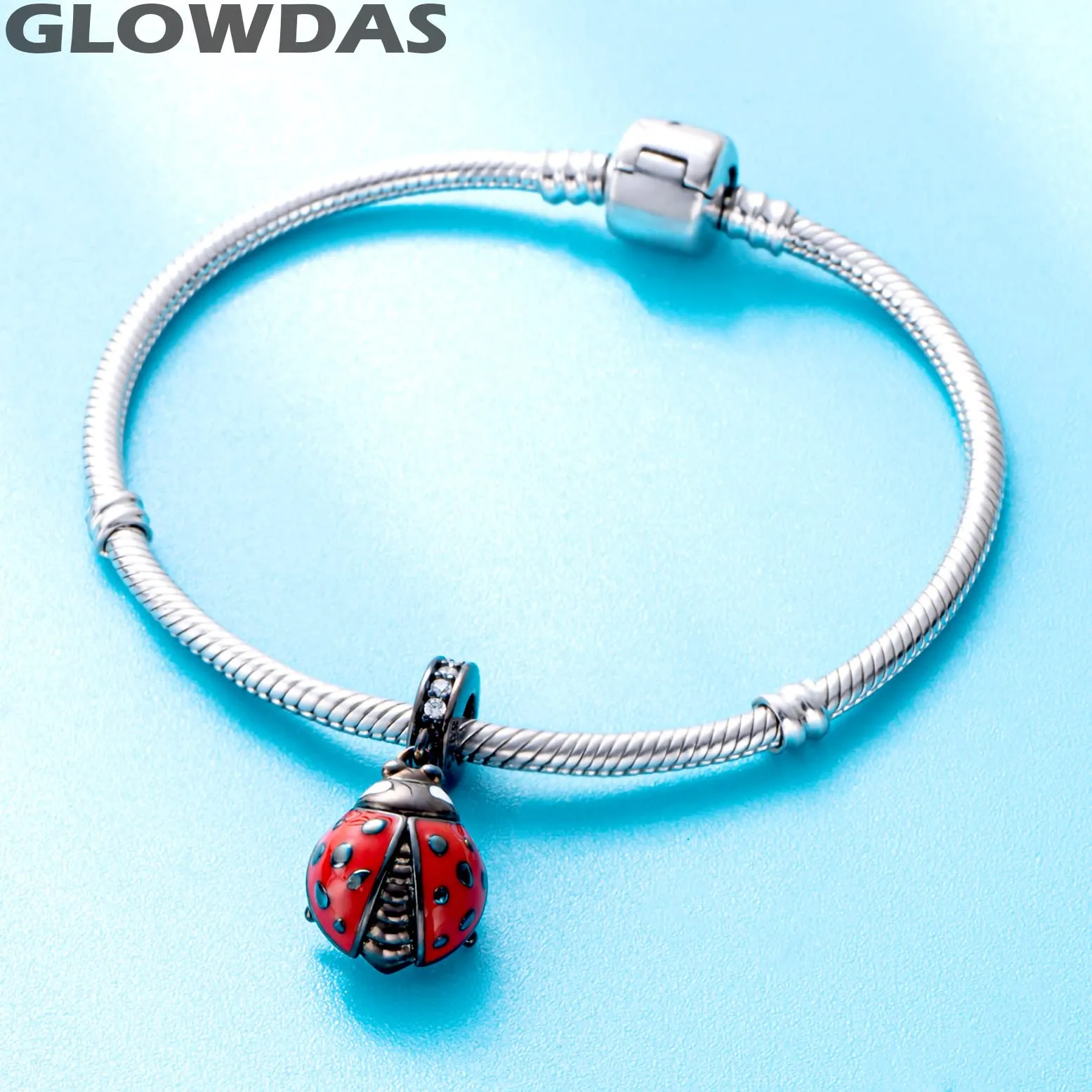 GLOWDAS Coccinella Charm in Argento Sterling 925 e Smalto Rosso per Bracciale e Collana compatibile con Pandora - immagine 5