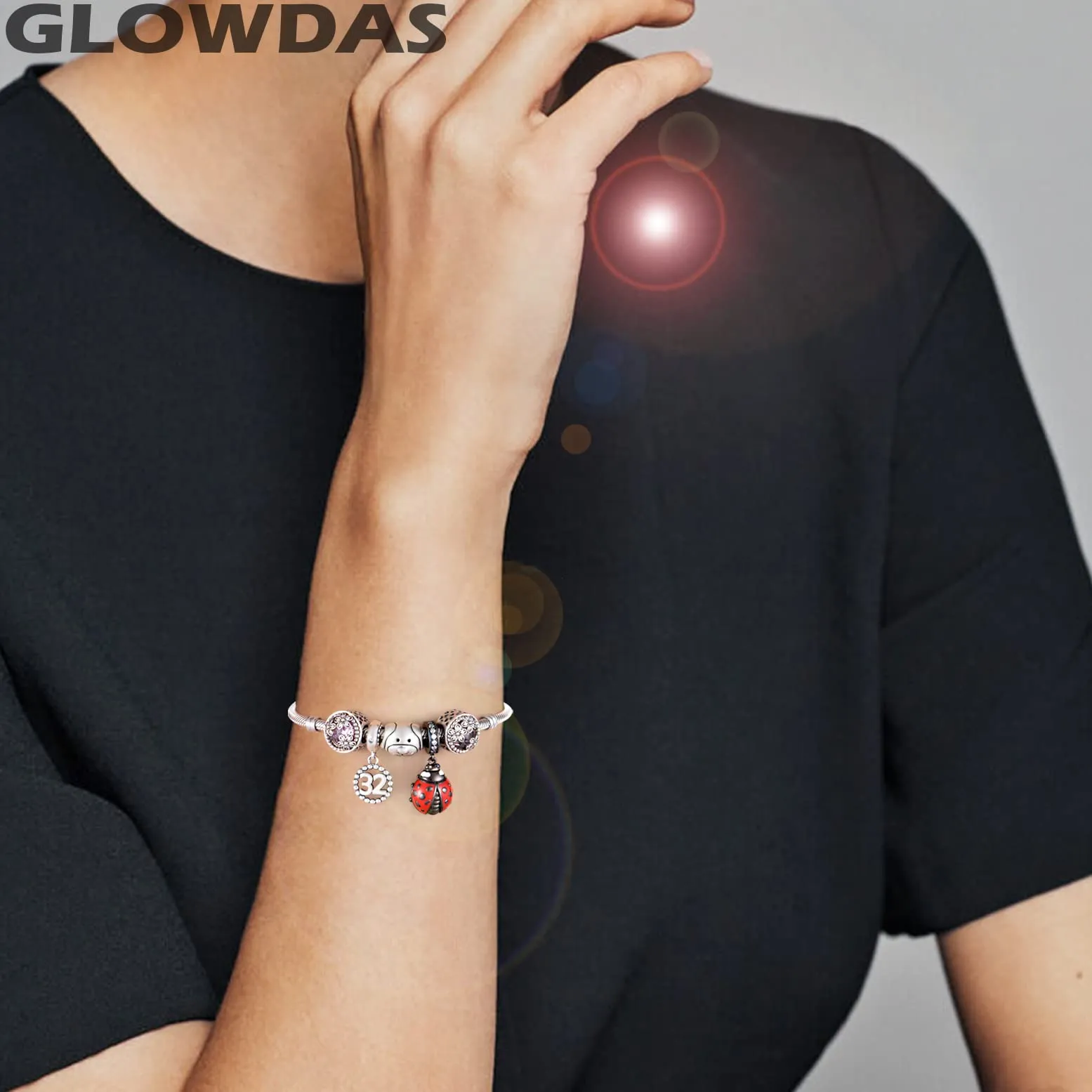 GLOWDAS Coccinella Charm in Argento Sterling 925 e Smalto Rosso per Bracciale e Collana compatibile con Pandora - immagine 6