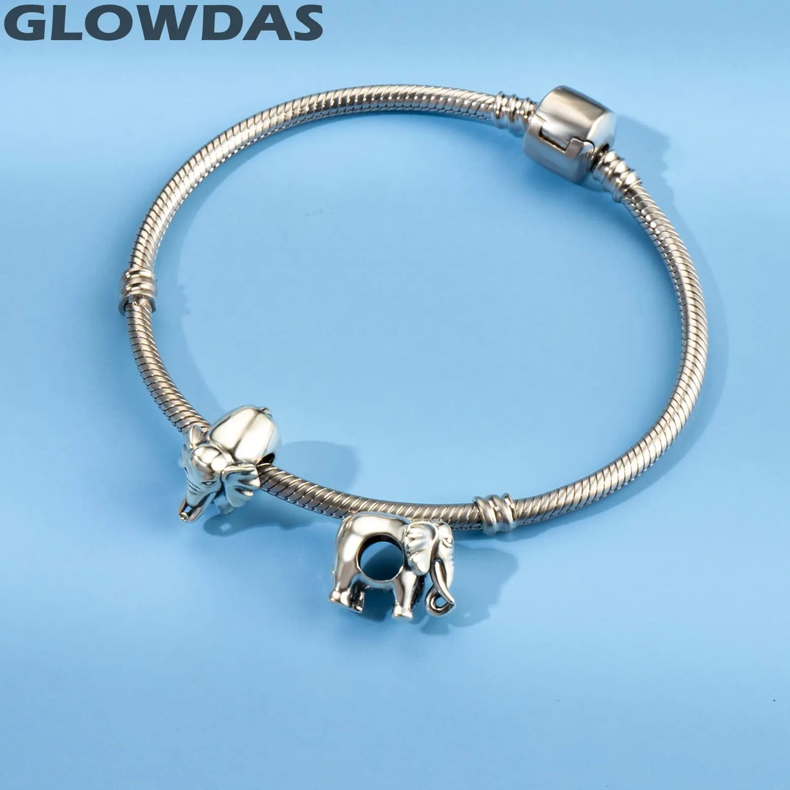 GLOWDAS Ellie the Elephant Charm, 925 Sterling Silver, Fits Pandora Bracelets and Necklaces - immagine 3