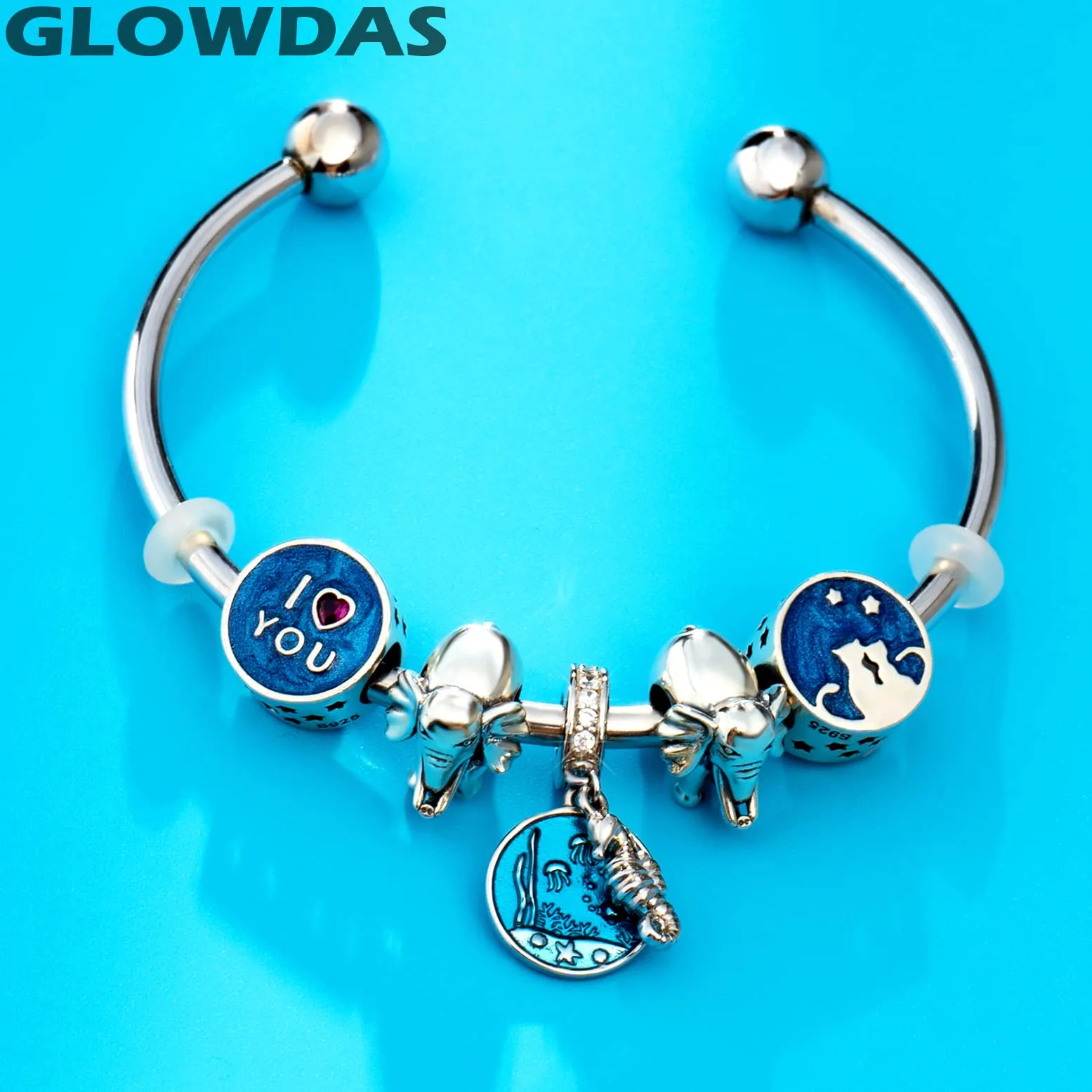 GLOWDAS Ellie the Elephant Charm, 925 Sterling Silver, Fits Pandora Bracelets and Necklaces - immagine 5