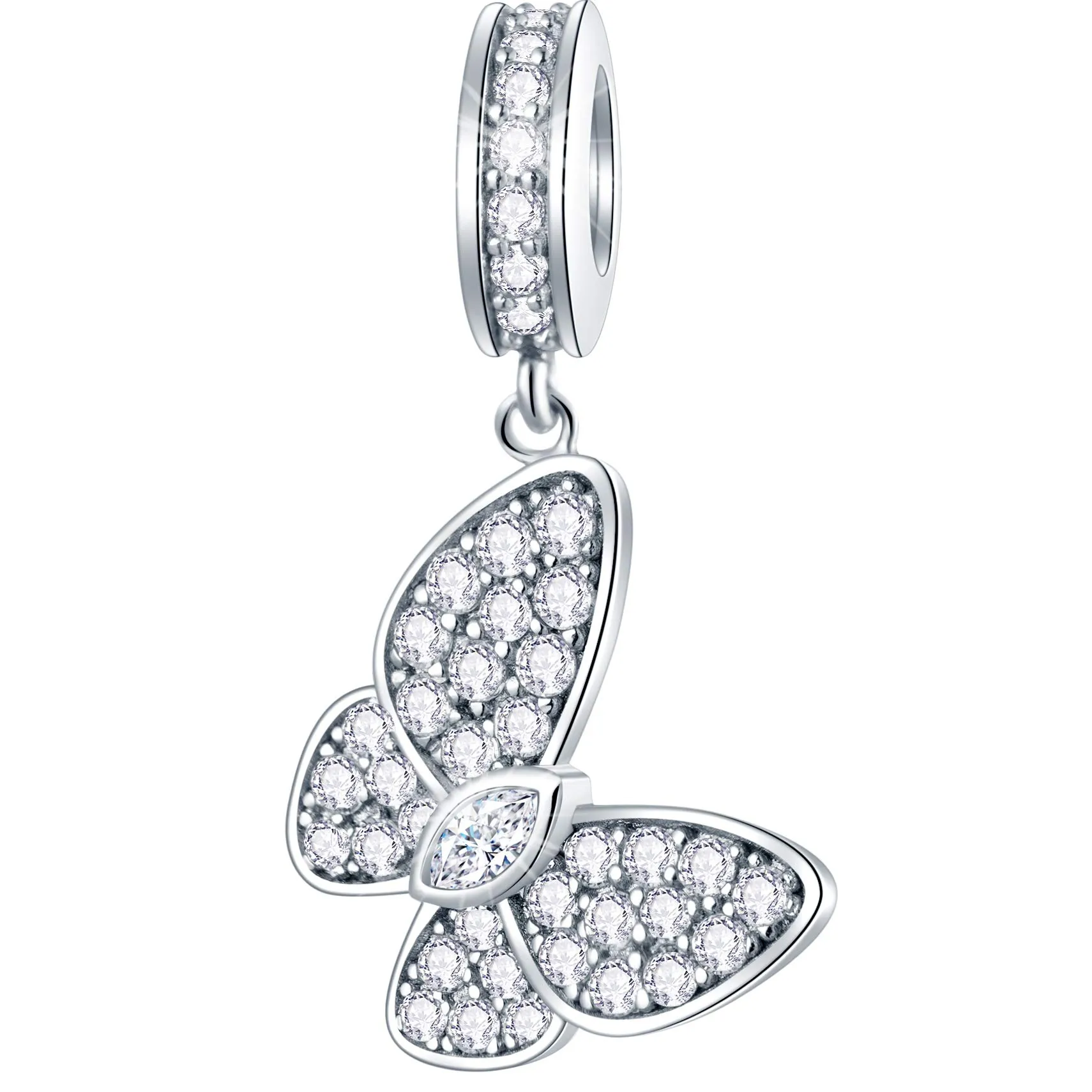 GLOWDAS Ciondolo Charm Farfalla in Argento Sterling 925 e Zirconia Cubica Compatibile con Pandora - immagine 1