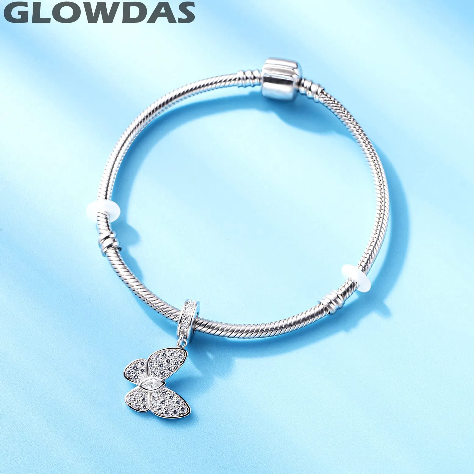 GLOWDAS Ciondolo Charm Farfalla in Argento Sterling 925 e Zirconia Cubica Compatibile con Pandora - immagine 4