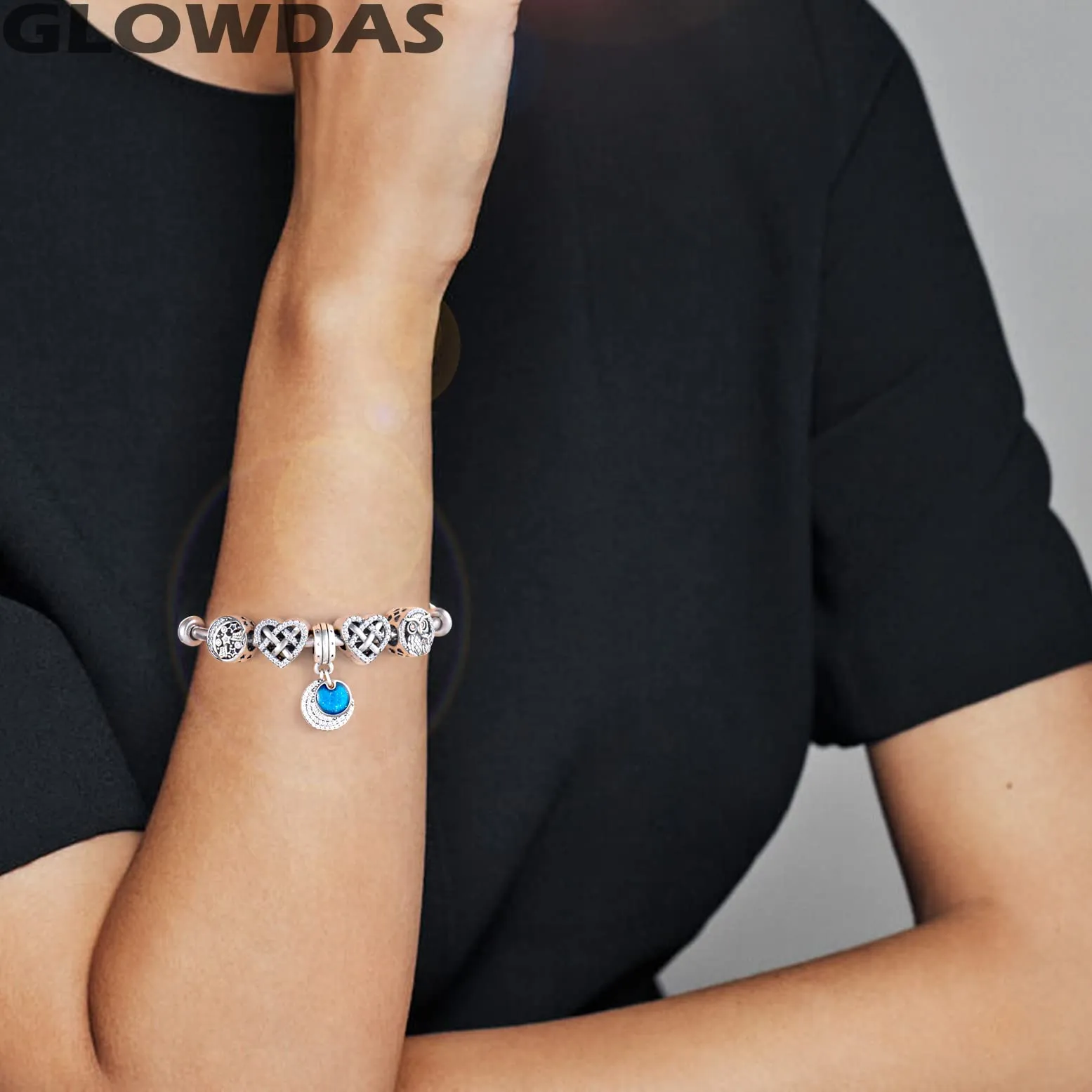 GLOWDAS Charms Gufi Madre e Bambino in Argento Sterling 925 e Zirconia Cubica, Compatibili con Pandora - immagine 3