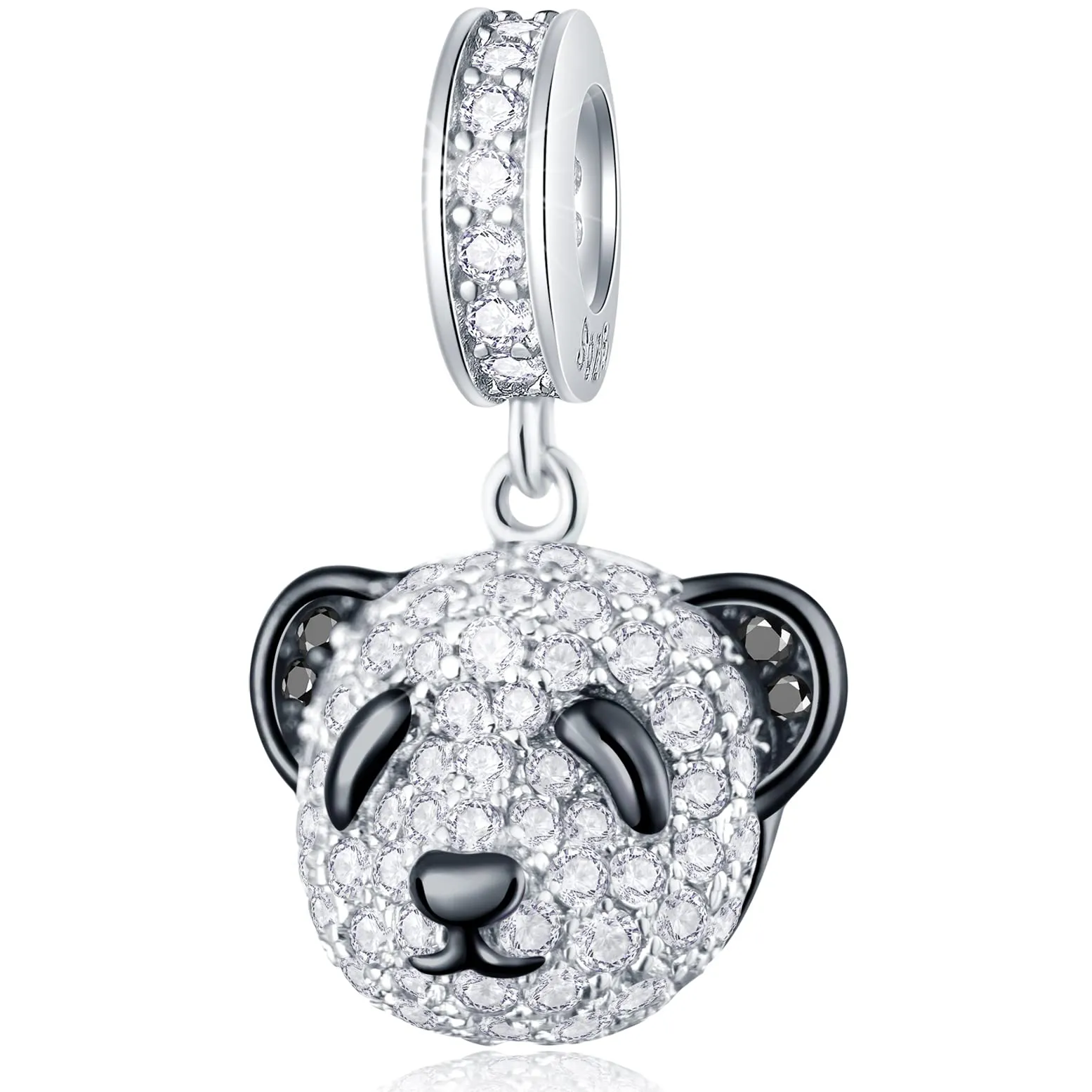 GLOWDAS Panda Testa Ciondolo Charms in Argento Sterling 925 e Zirconia Cubica per Bracciale Pandora - immagine 1