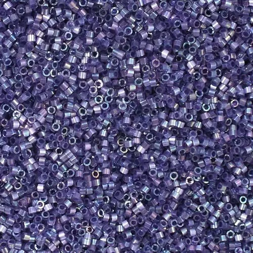 Miyuki Delica Seed Beads 11/0, Silk Inside Dyed Dark Orchid AB (#DB1881), 5g, Glass - immagine 1