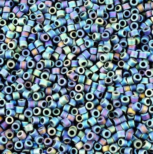 Miyuki Delica Seed Beads 11/0 Nero Opaco AB DB0871, 5g, Vetro Giapponese - immagine 1