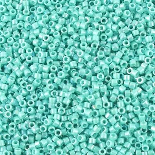 Miyuki Delica Seed Beads 11/0, Turchese Opaco AB (#DB0166), 5g, Glass - immagine 1