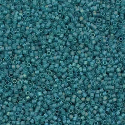 Miyuki Delica Seed Beads 11/0 Matte Transparent Teal AB DB1283, 5g, Glass - immagine 1