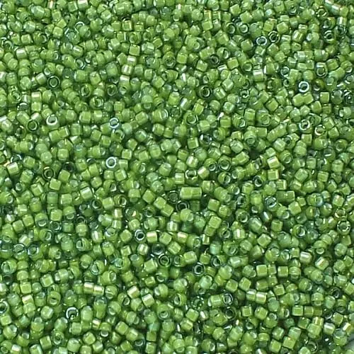 Miyuki Delica Glass Seed Beads 11/0 Bianco Lineato Verde Chiaro AB DB1786 5g - immagine 1