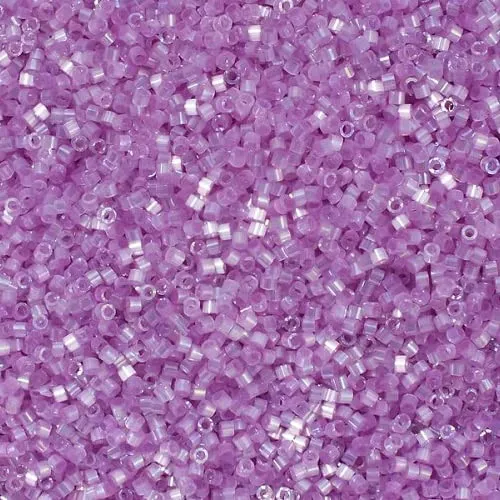 Miyuki Delica Seed Beads 11/0, Silk Inside Dyed Lilac AB (DB1868), 5g, Glass - immagine 1