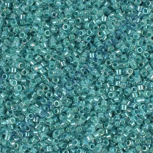 Miyuki Delica Seed Beads 11/0, Turchese Verde Interno AB (DB0079), 5g, Vetro Giapponese - immagine 1