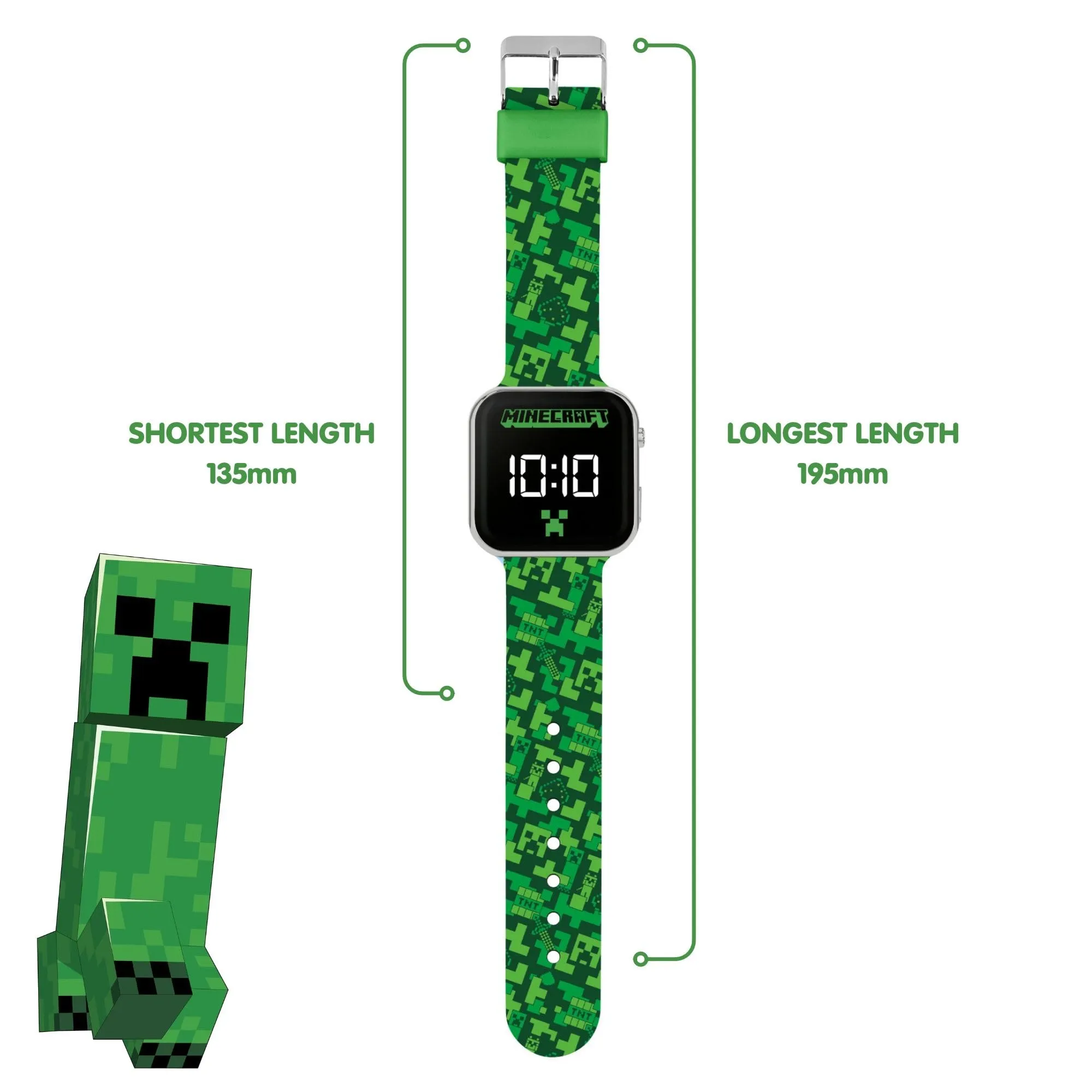 Minecraft Orologio Digitale LED MIN4273, Verde - immagine 4