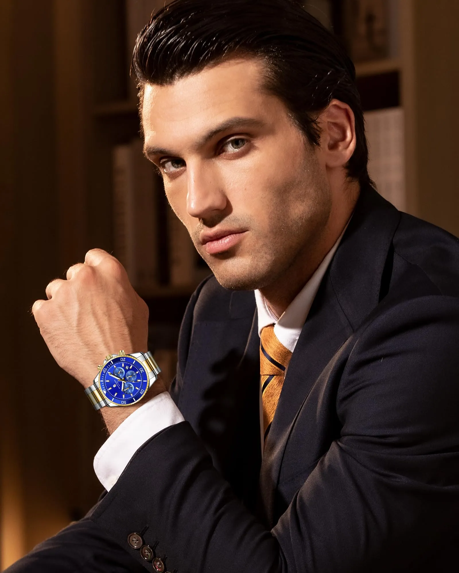 SAPPHERO Orologio Analogico al Quarzo Cronografo Uomo, 50M Impermeabile, Cinturino in Acciaio, SO2210-1 - immagine 2
