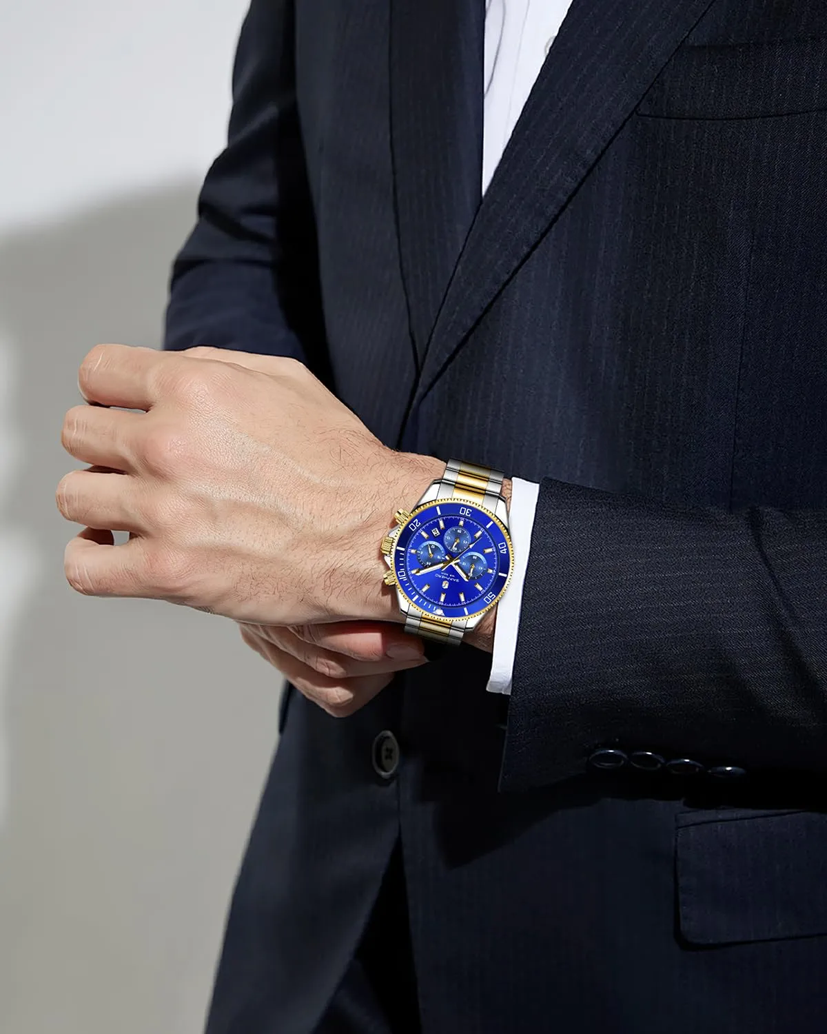 SAPPHERO Orologio Analogico al Quarzo Cronografo Uomo, 50M Impermeabile, Cinturino in Acciaio, SO2210-1 - immagine 3