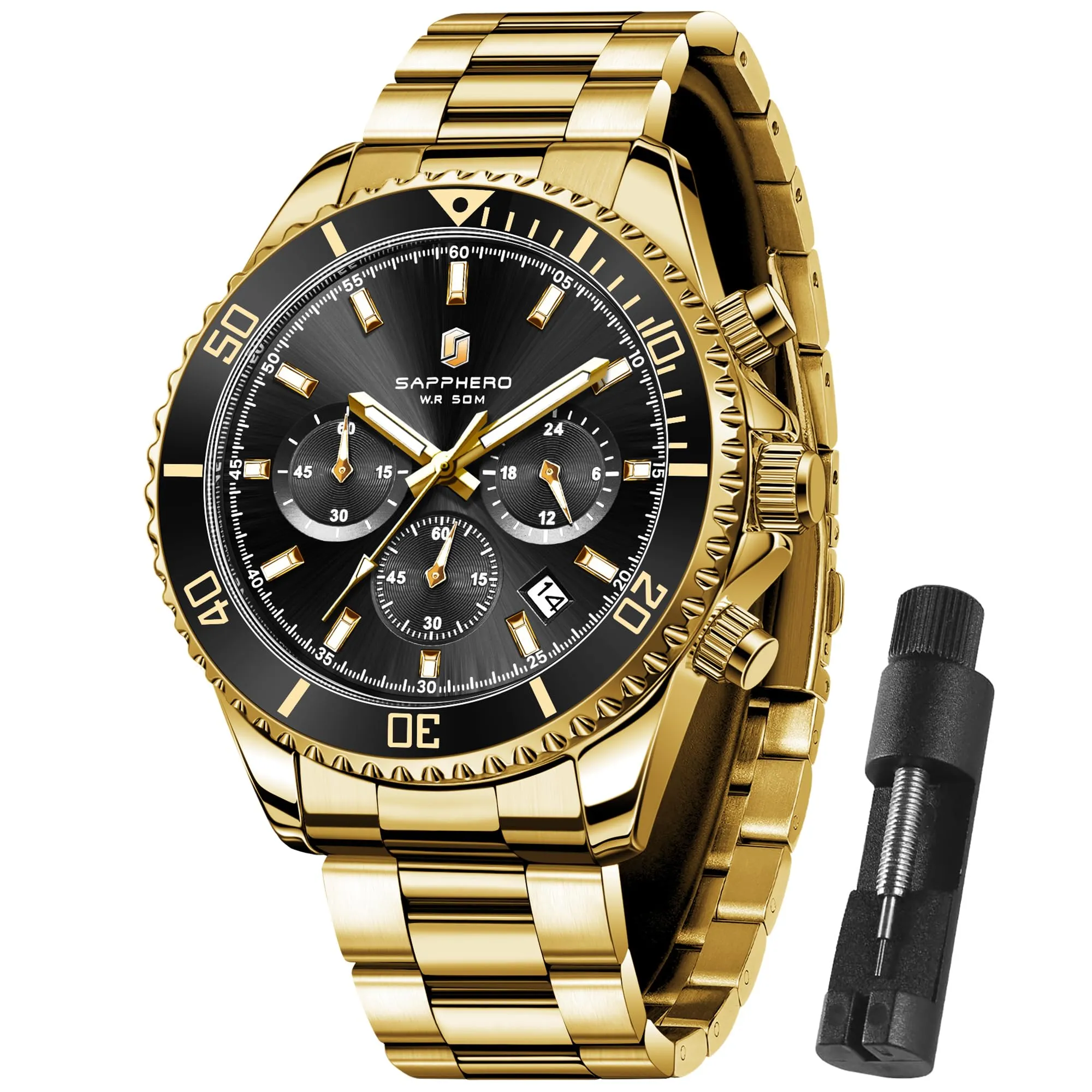 SAPPHERO Orologio Uomo Analogico al Quarzo Cronografo Impermeabile 5ATM SO2210-9 in Acciaio Inox - immagine 1